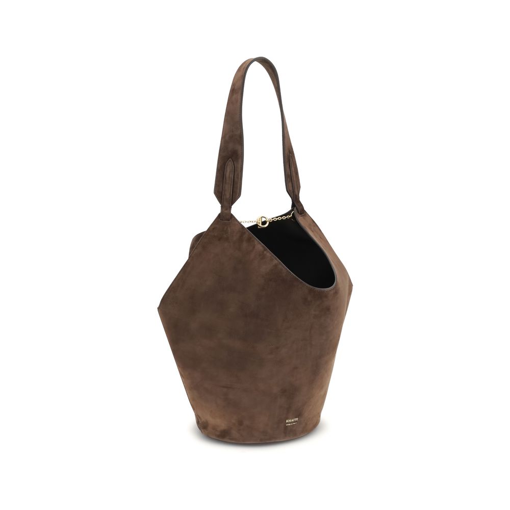 Khaite Brown Calf Leather Bos Taurus Shoulder Bag - Luxe Marca