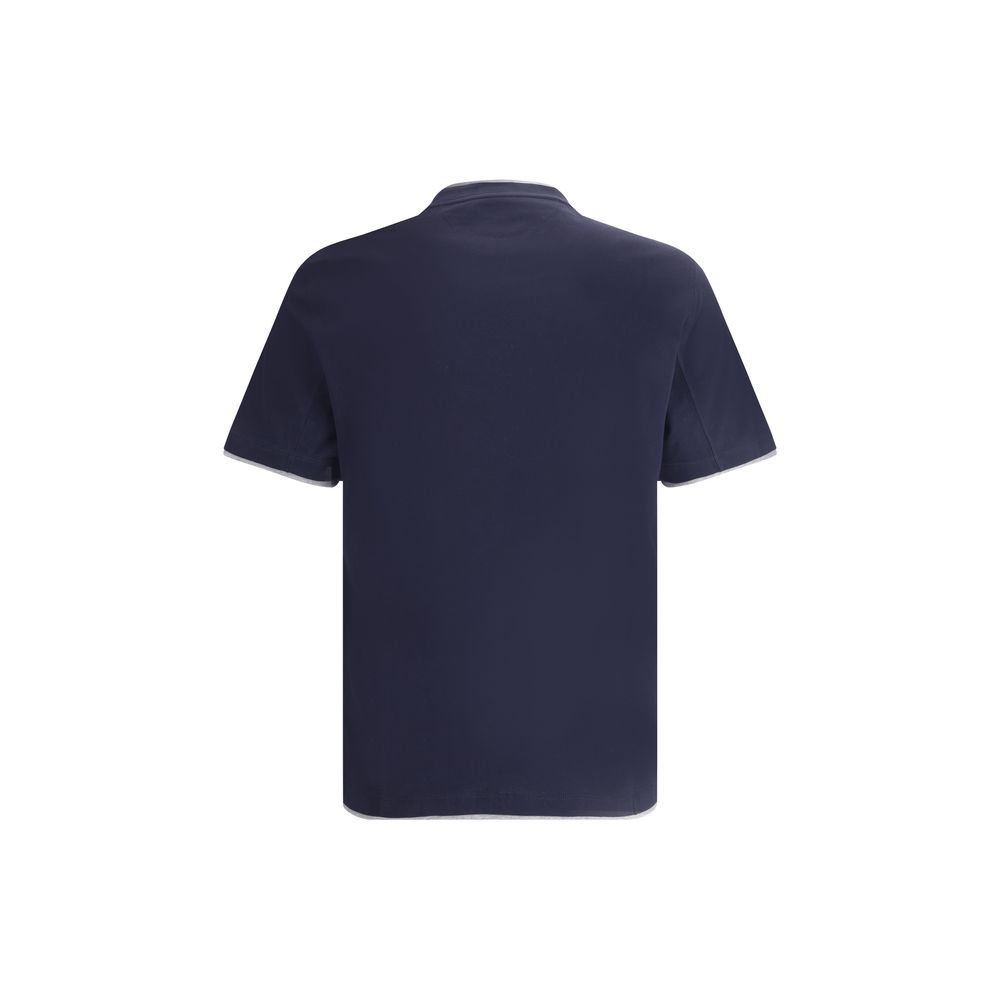 Brunello Cucinelli Blue Cotton T-Shirt