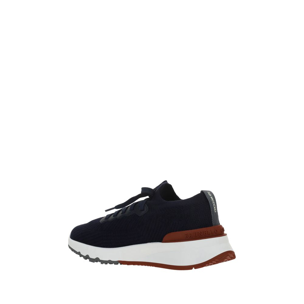 حذاء رياضي منخفض الرقبة مطاطي أزرق من برونيلو كوتشينيلي