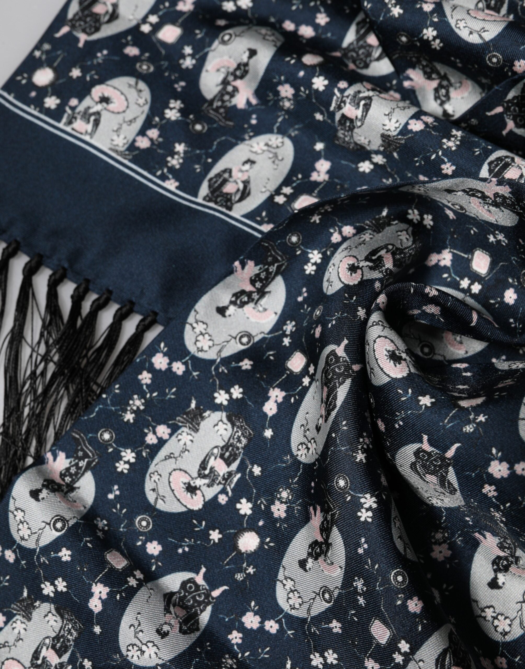 Dolce & Gabbana Navy Blue Silk Neck Wrap Shawl Men Scarf