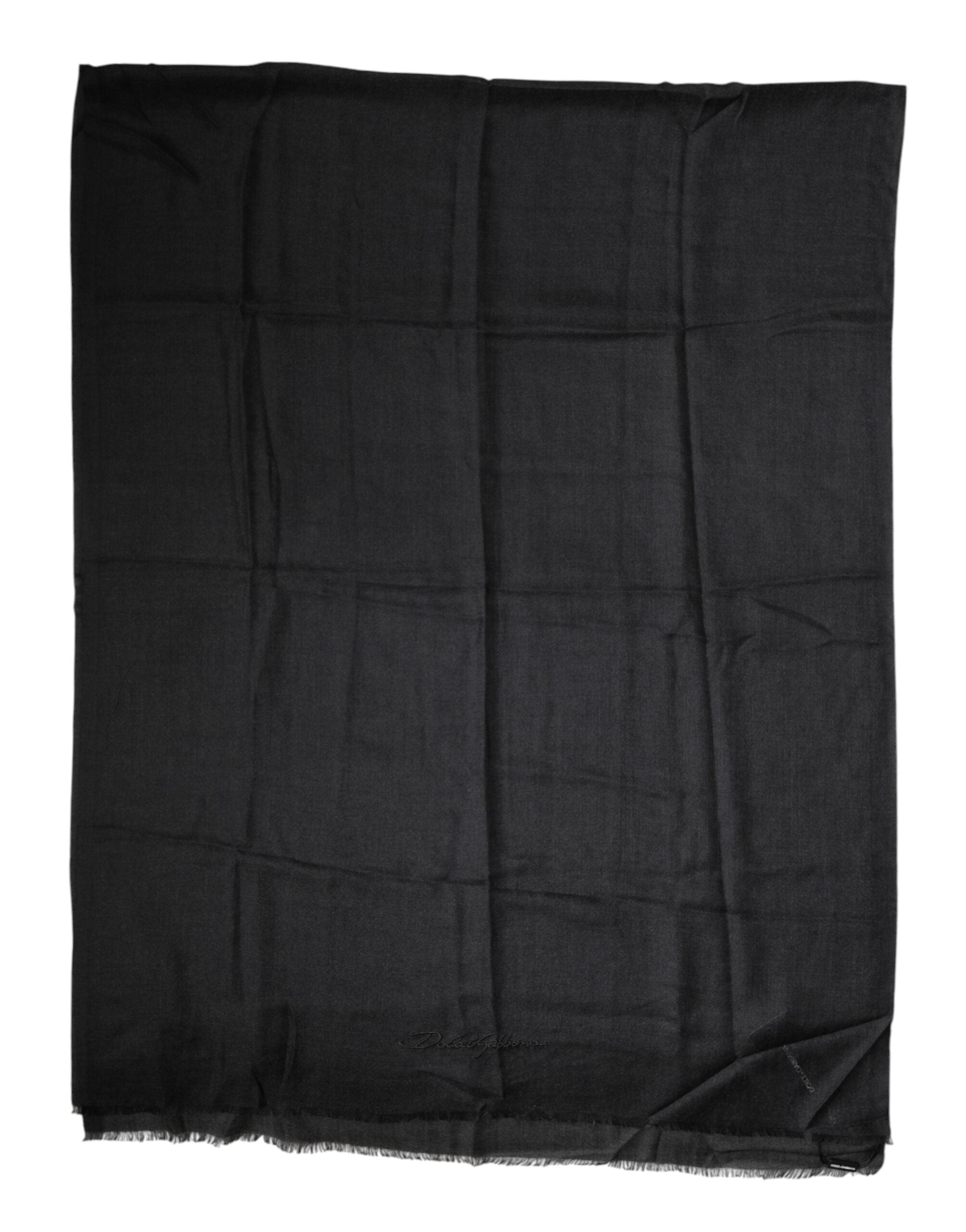 Dolce & Gabbana Black Cashmere Knit Neck Wrap Shawl Scarf