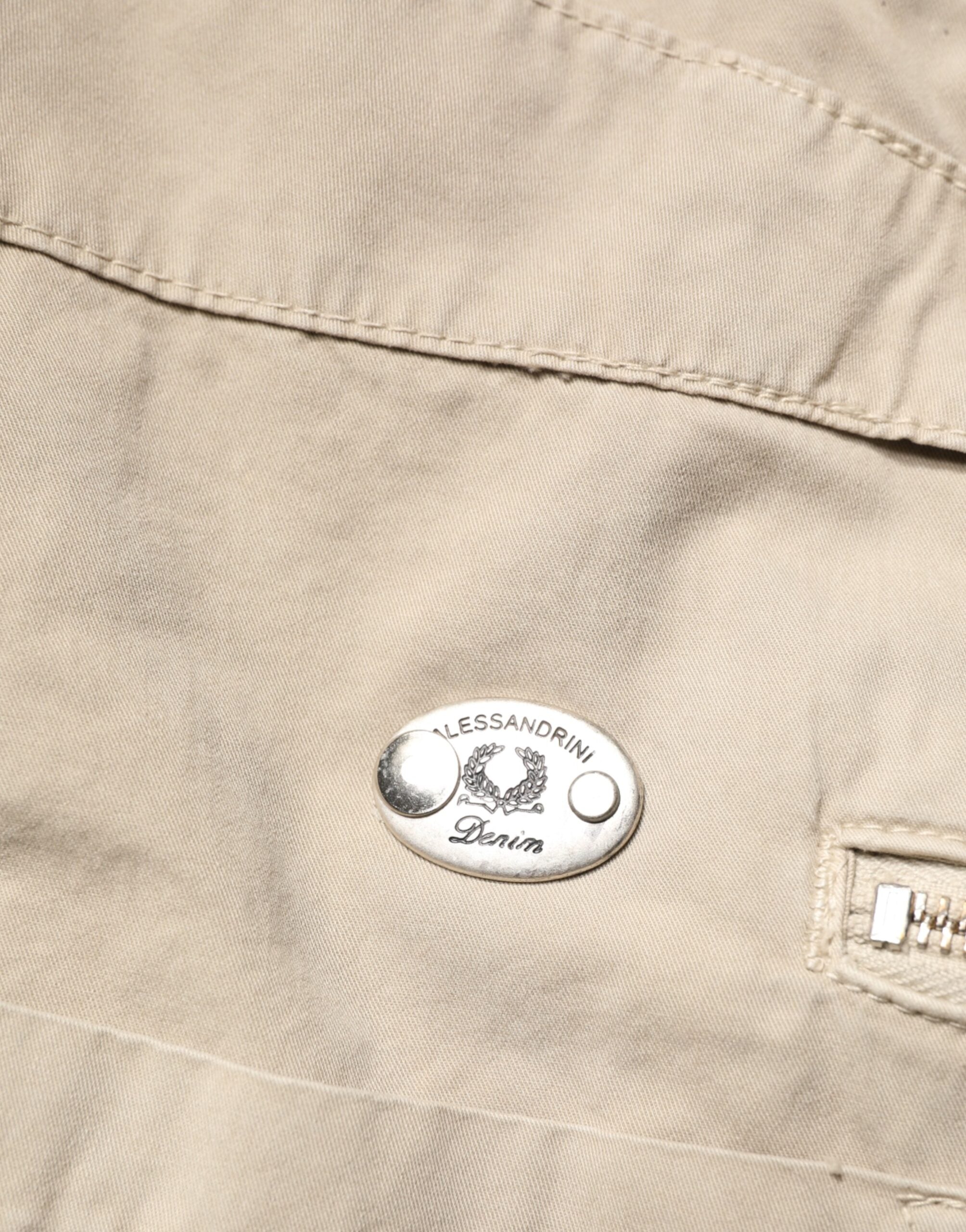 بنطلون جينز رجالي مستقيم متوسط الخصر من دانييل أليساندريني، لون بيج، قطني