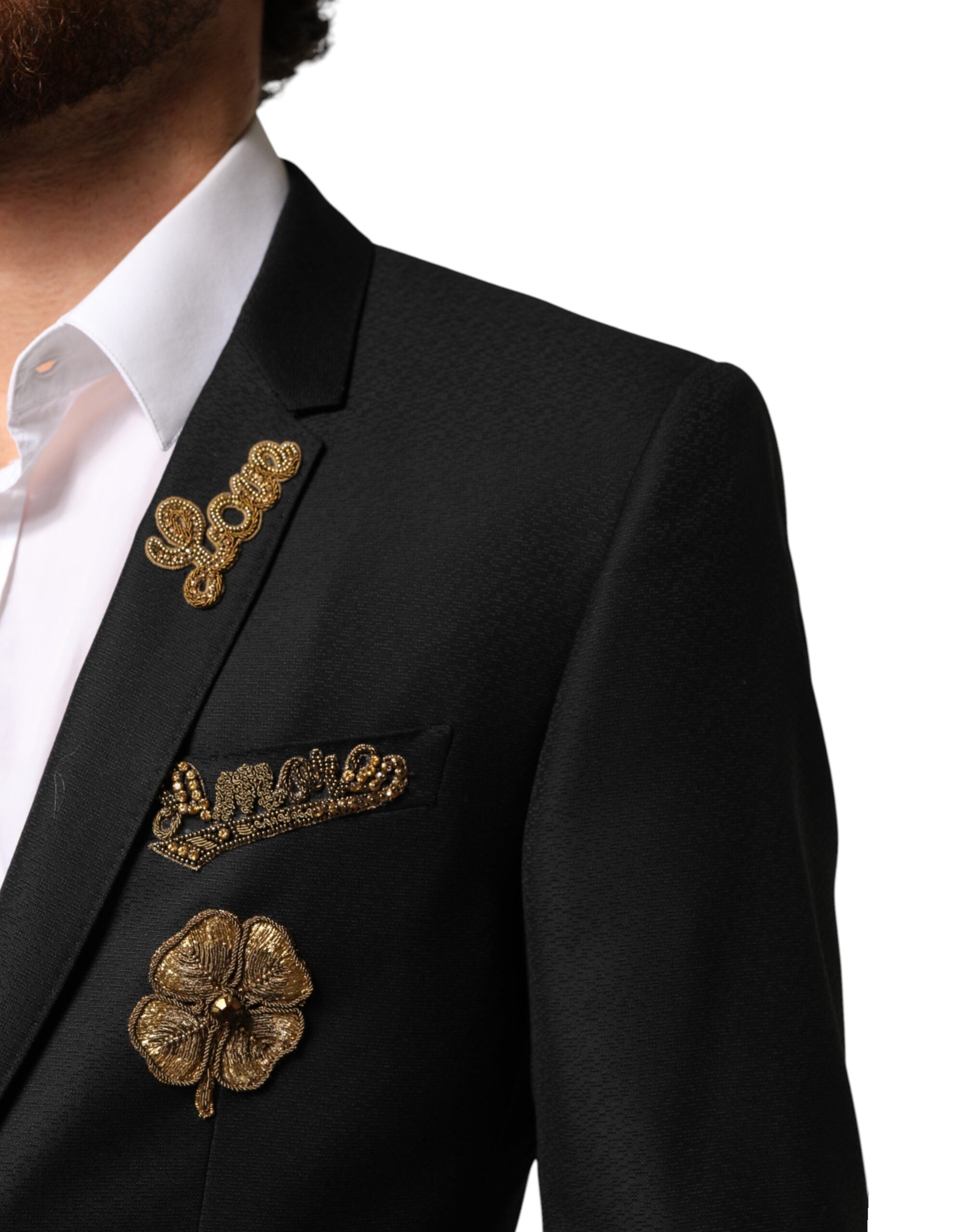 Dolce & Gabbana Black Embellished Single Breasted 2 Pc Suit
