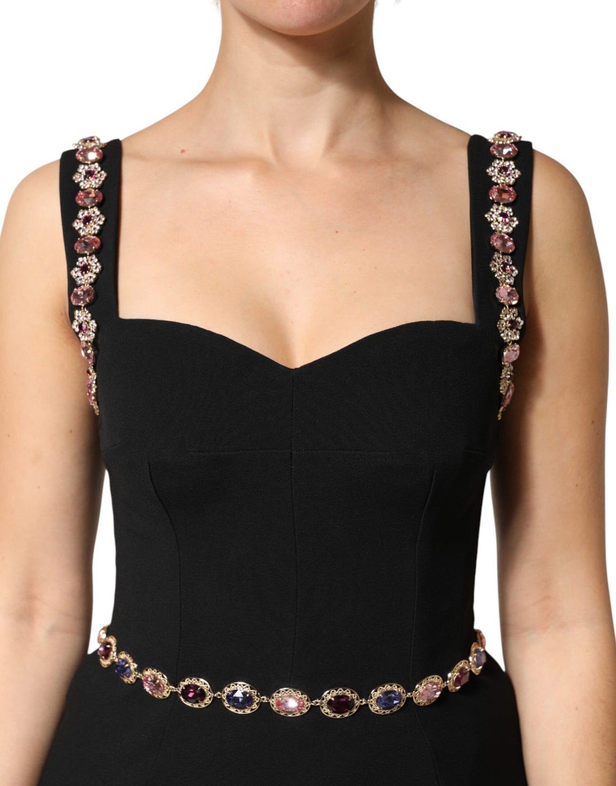Dolce & Gabbana Black Embellished Sheath MermaidGown Dress