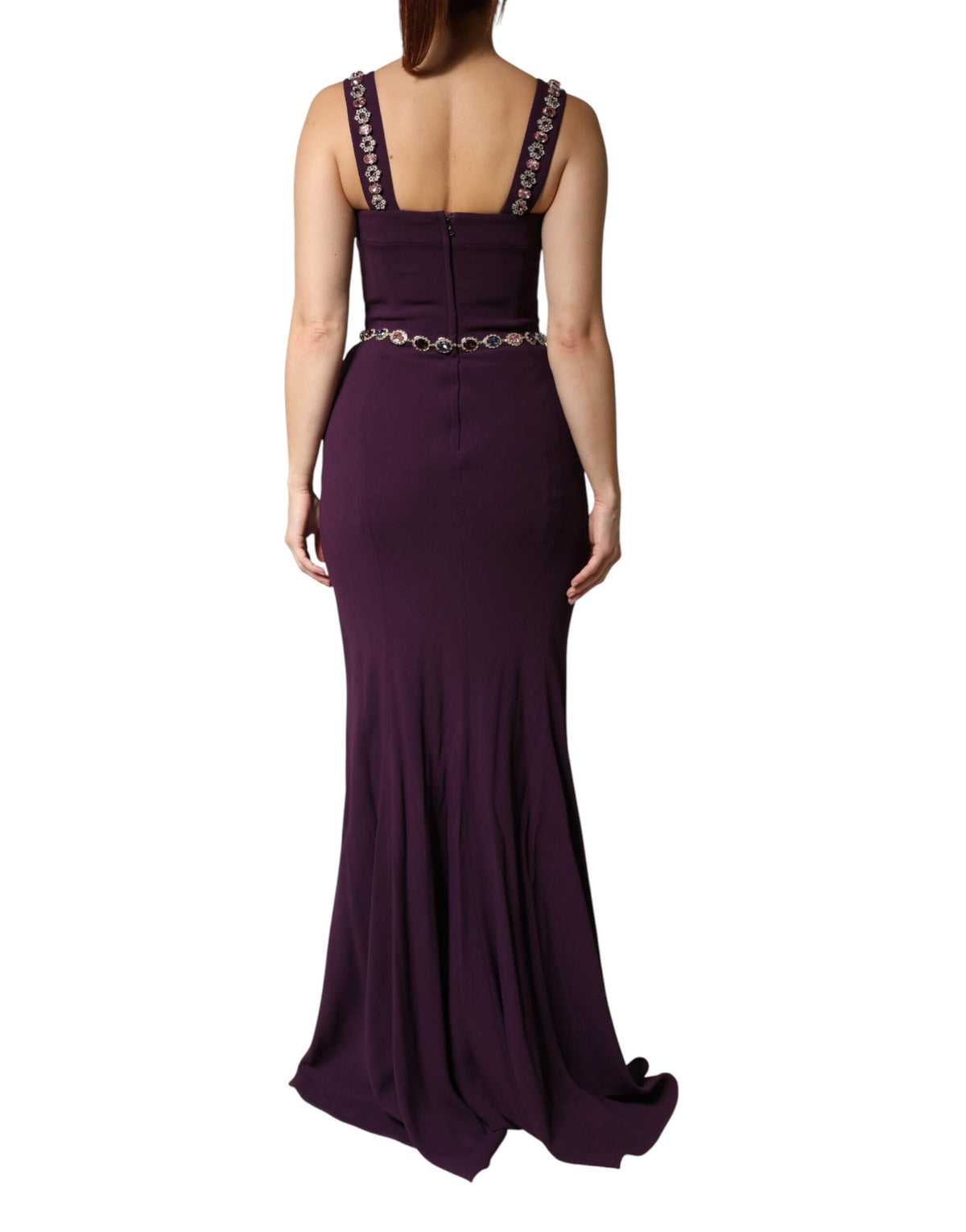 Dolce & Gabbana Violet Embellished Sheath Mermaid Gown Dress