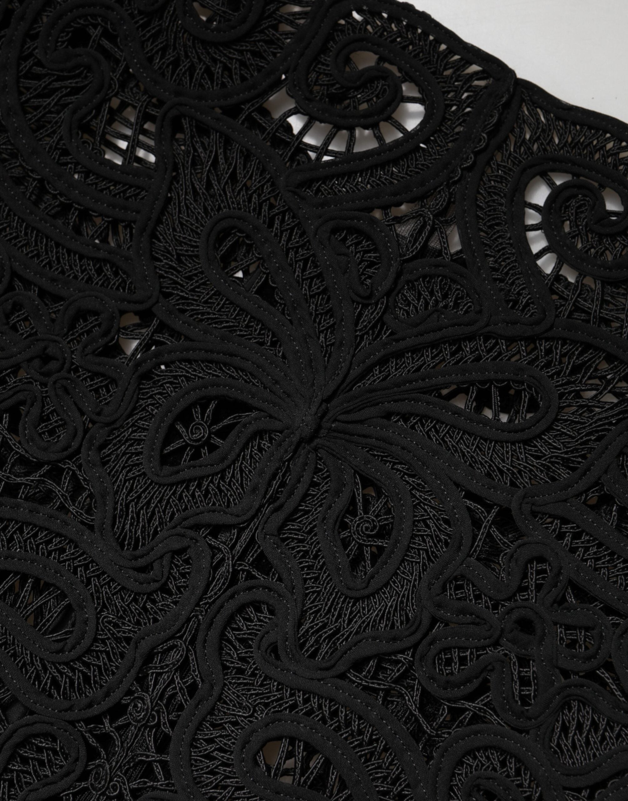 Dolce & Gabbana Black Floral Lace Cropped Coat Jacket