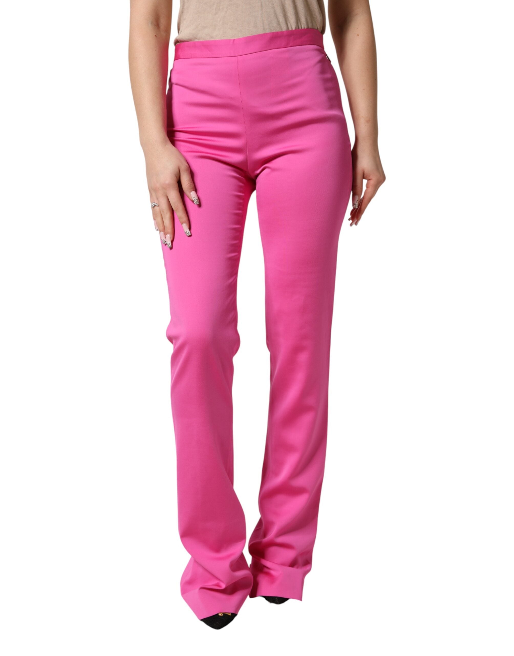 Versace Pink Viscose High Waist Straight Casual Trouser Pants - Luxe Marca