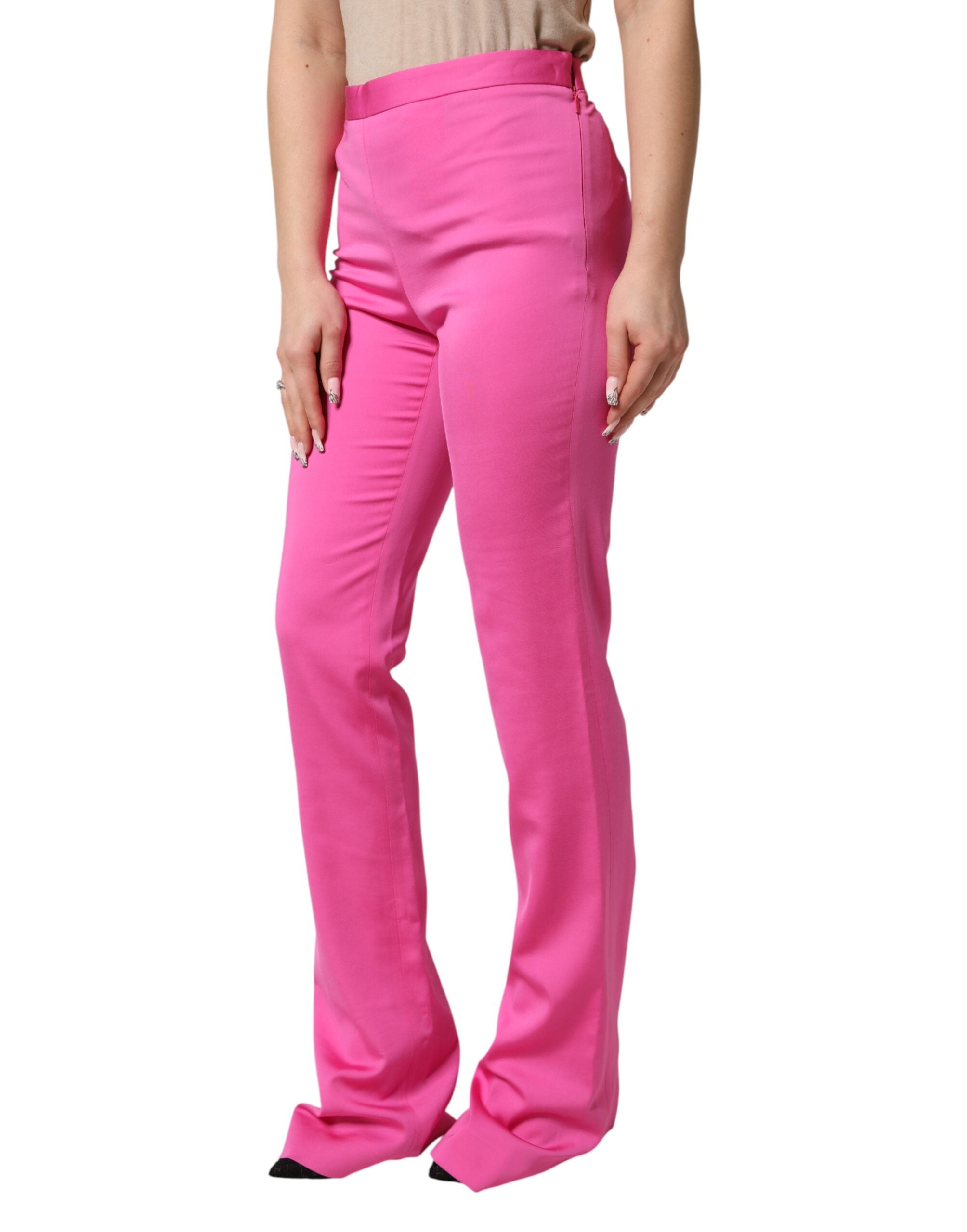 Versace Pink Viscose High Waist Straight Casual Trouser Pants - Luxe Marca
