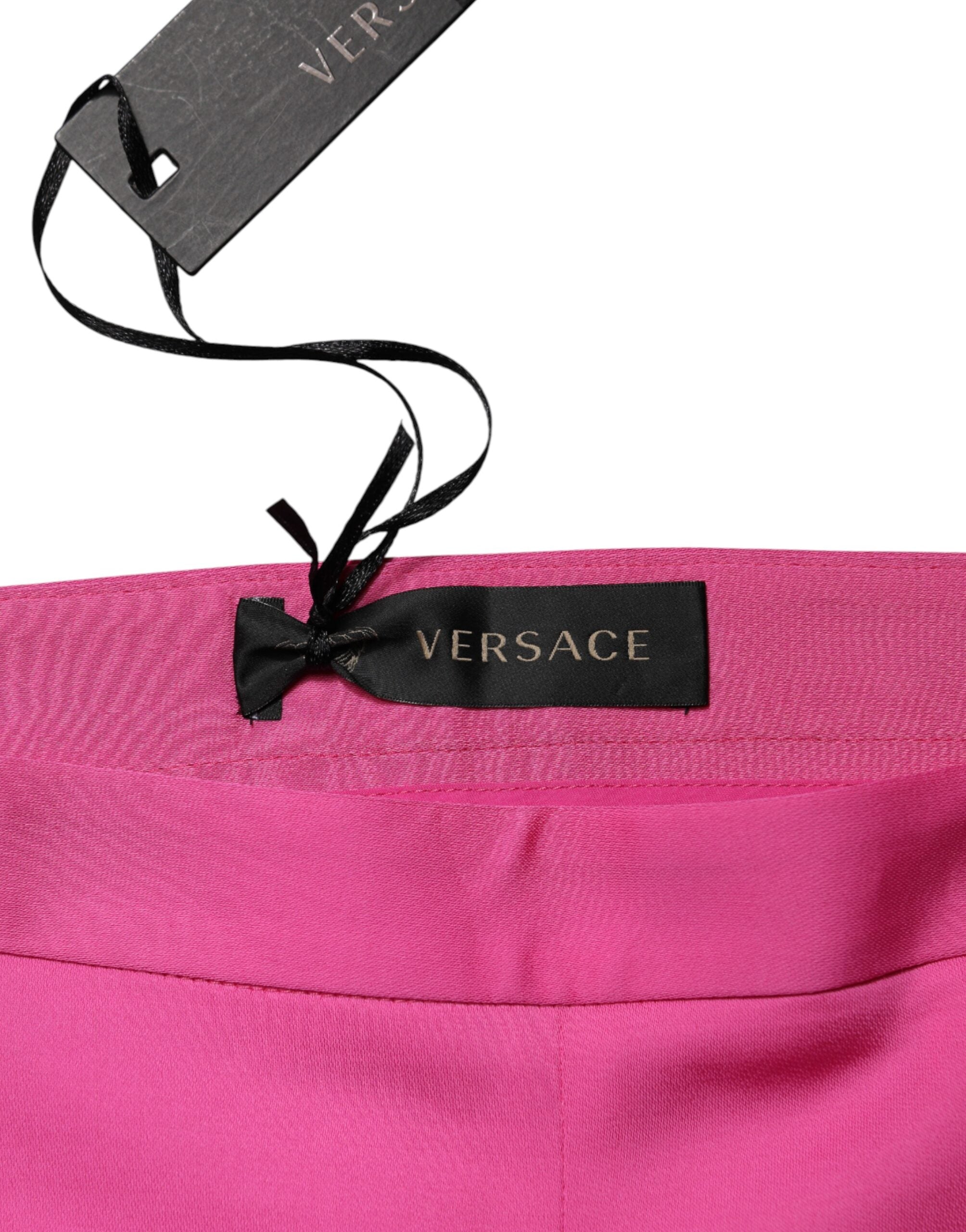 Versace Pink Viscose High Waist Straight Casual Trouser Pants - Luxe Marca