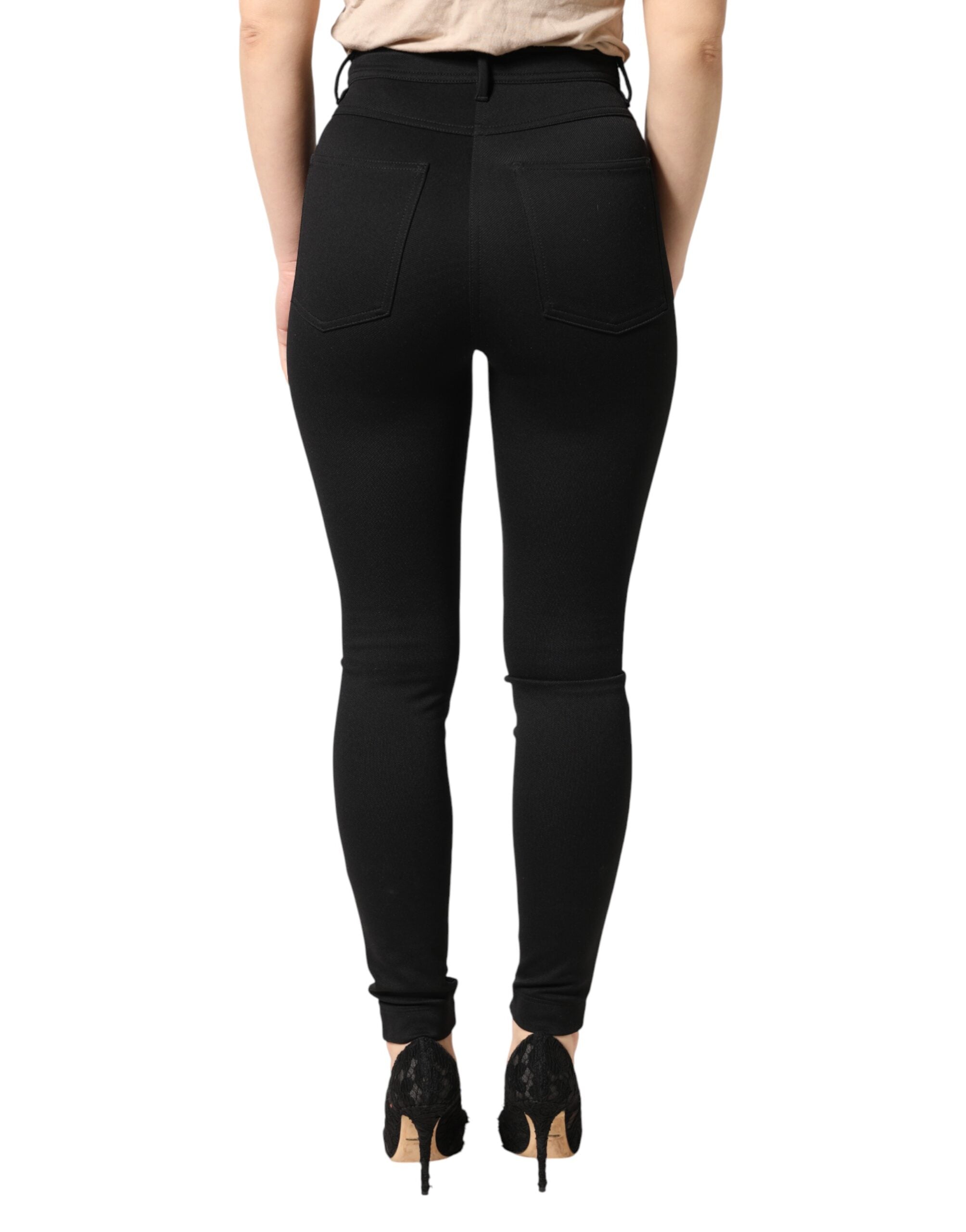 Dolce & Gabbana Black Nylon Stretch Skinny High Waist Pants - Luxe Marca