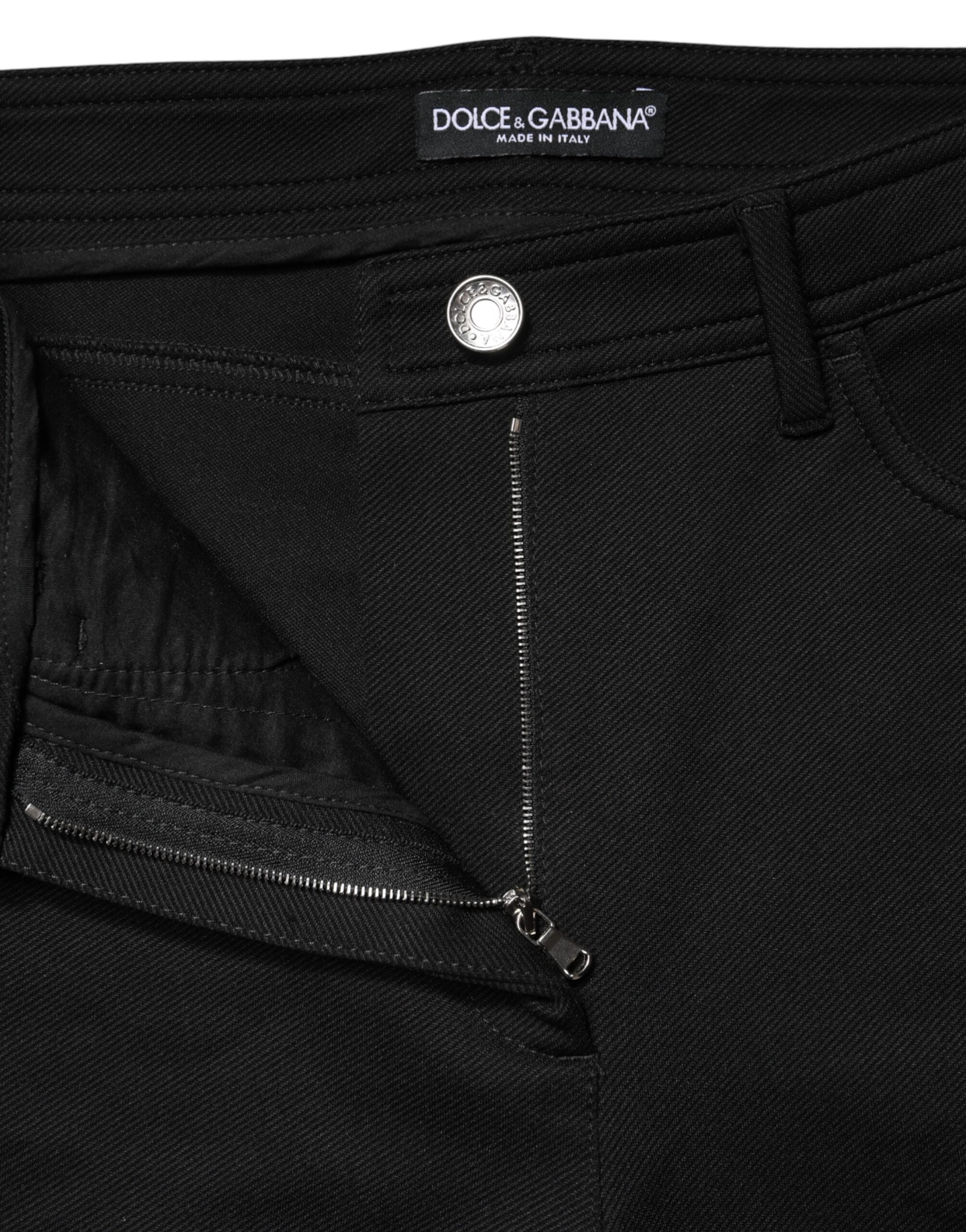 Dolce & Gabbana Black Nylon Stretch Skinny High Waist Pants - Luxe Marca