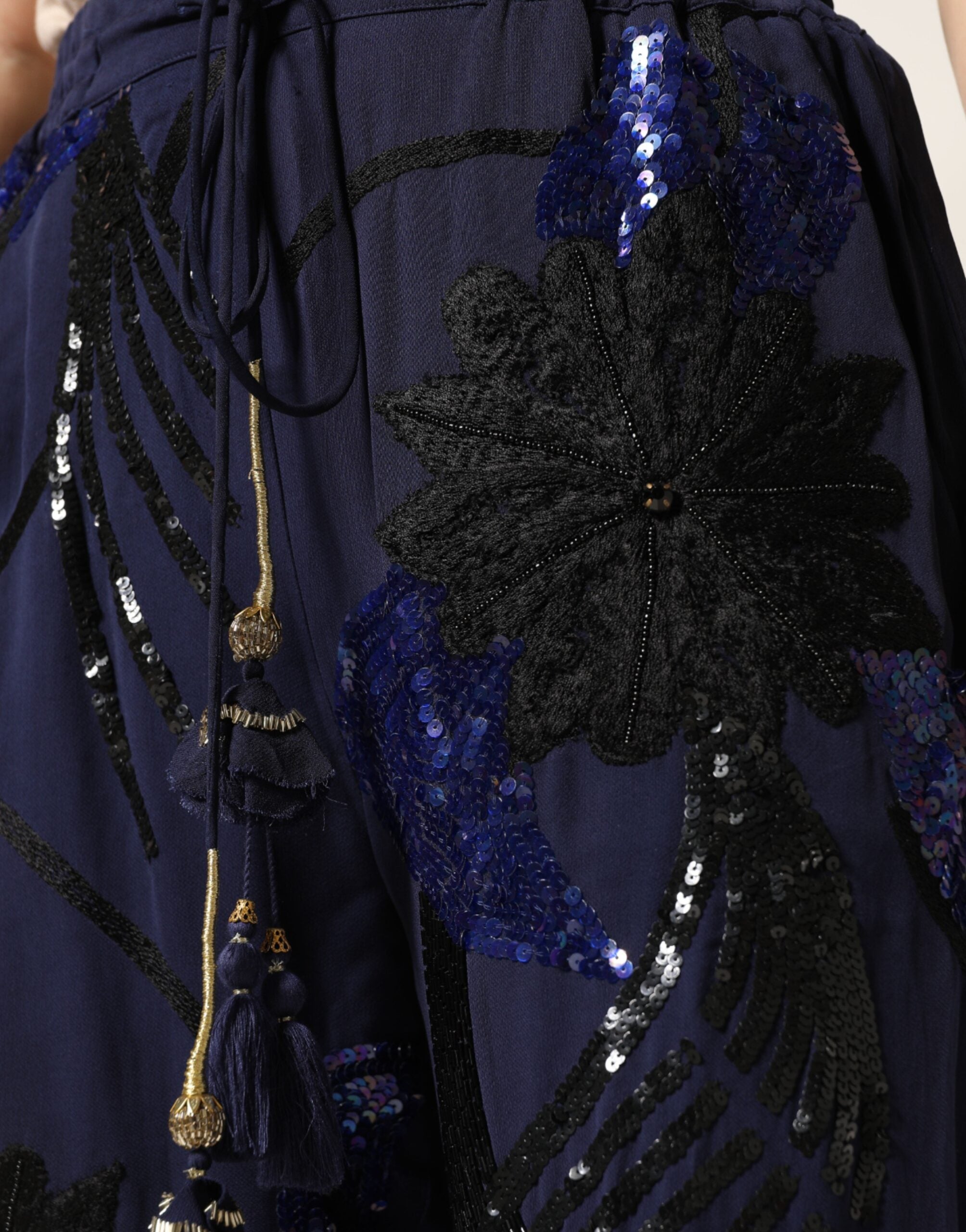 Christian Pellizzari Blue Sequined Tapered Trouser Pants