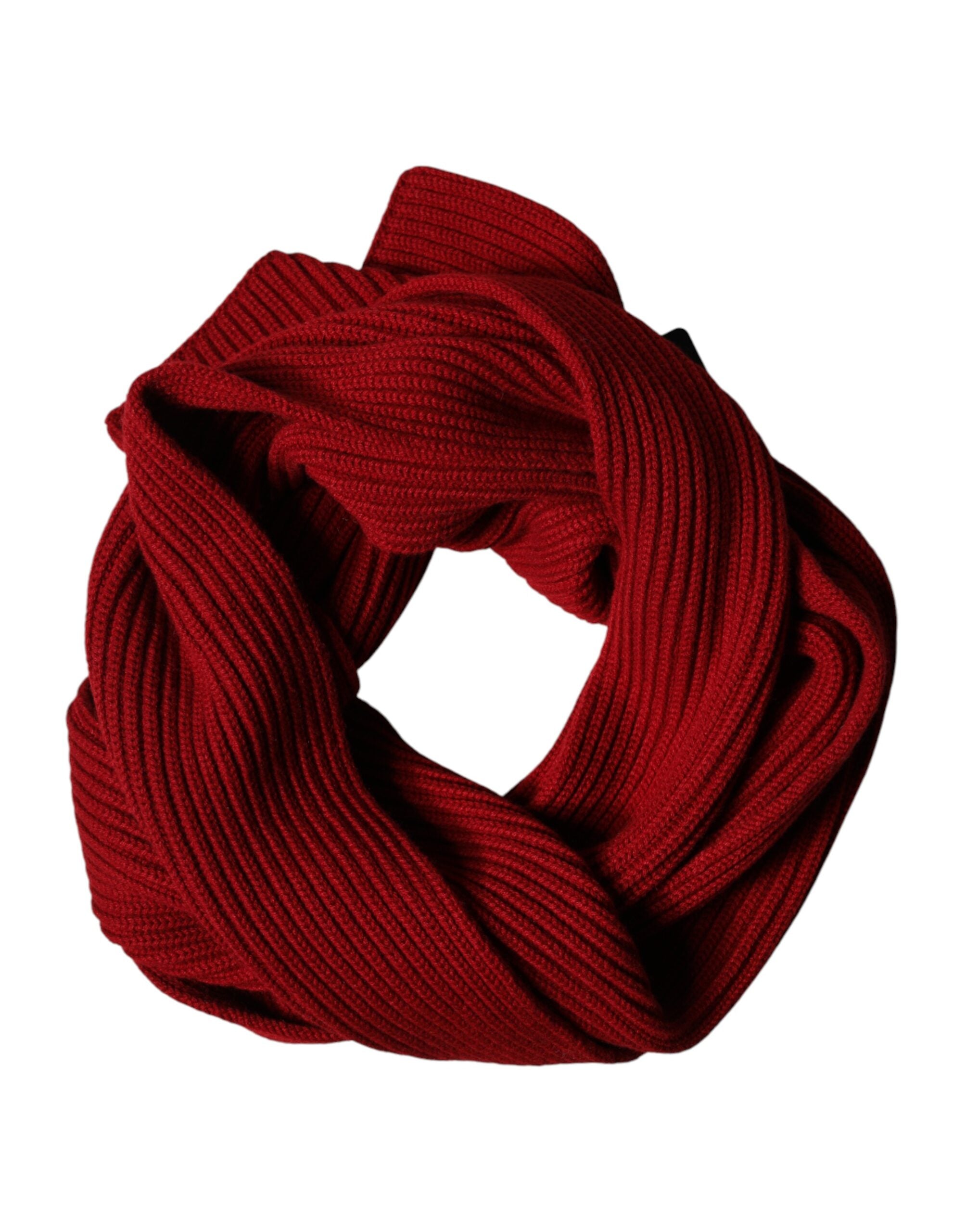 Dolce & Gabbana Red Wool Knitted Neck Wrap Shawl Men Scarf - Luxe Marca