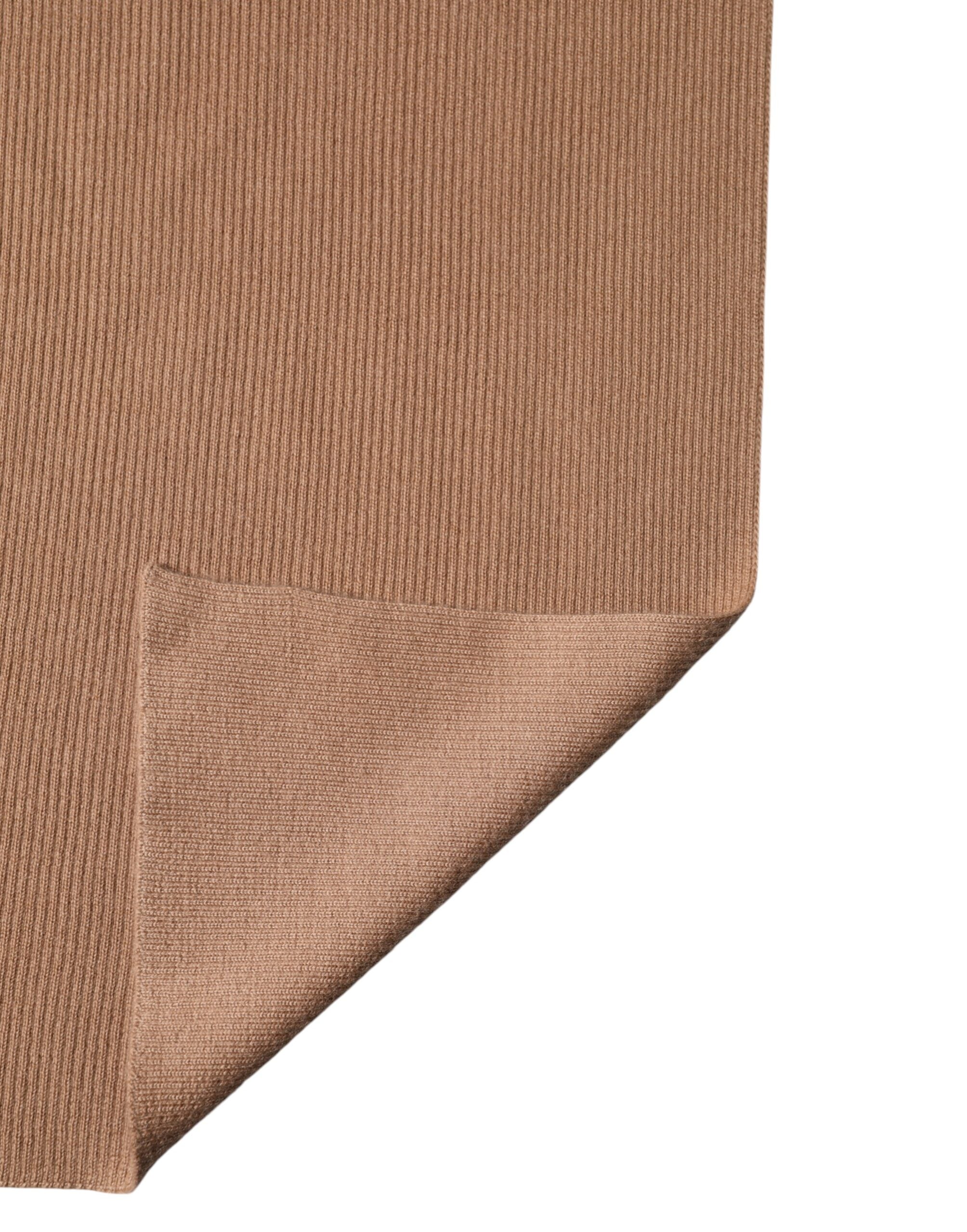 Dolce & Gabbana Brown Cashmere Knitted Neck Wrap Shawl Scarf - Luxe Marca