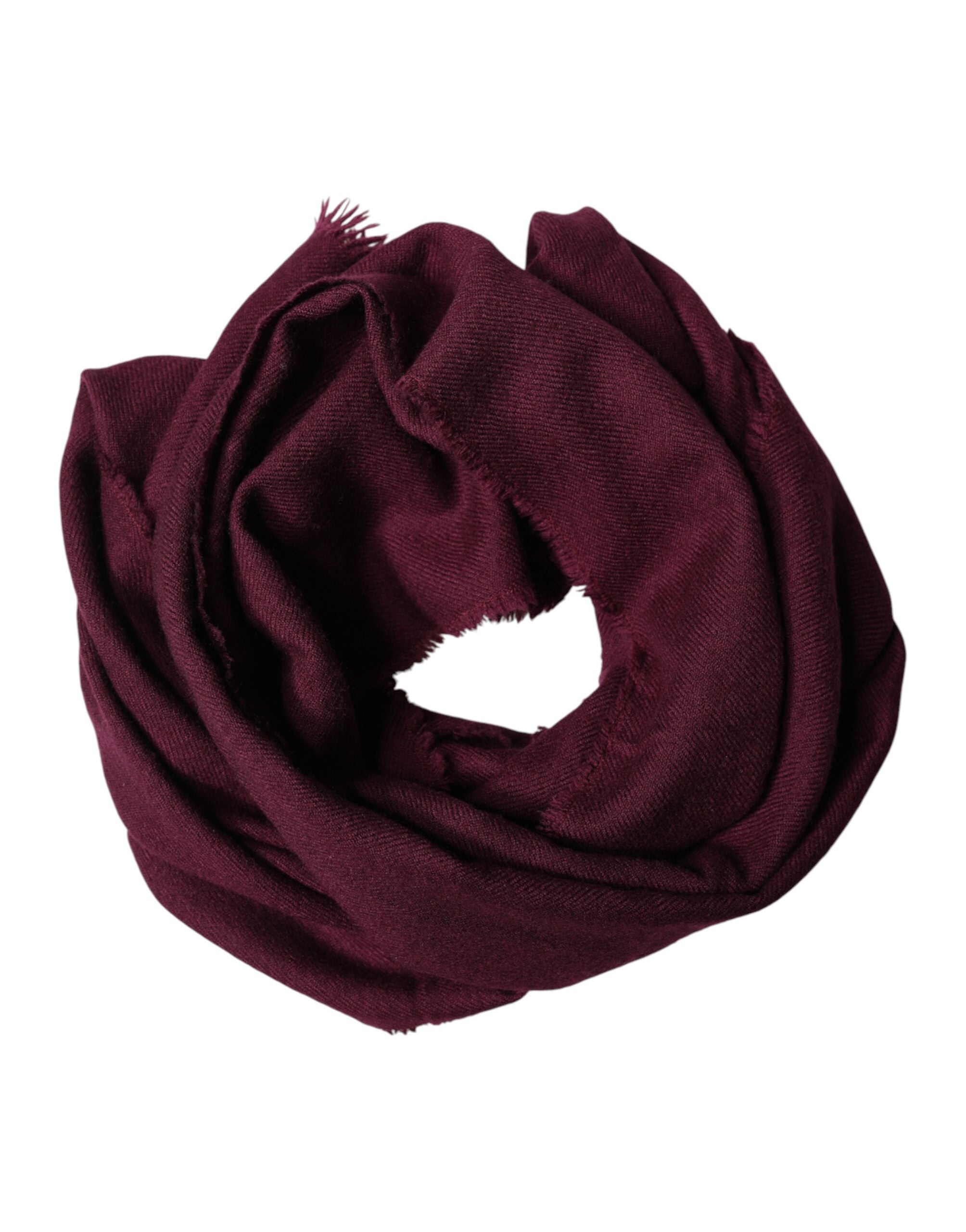 Dolce & Gabbana Maroon Cashmere Fringes Neck Wrap Shawl Scarf - Luxe Marca