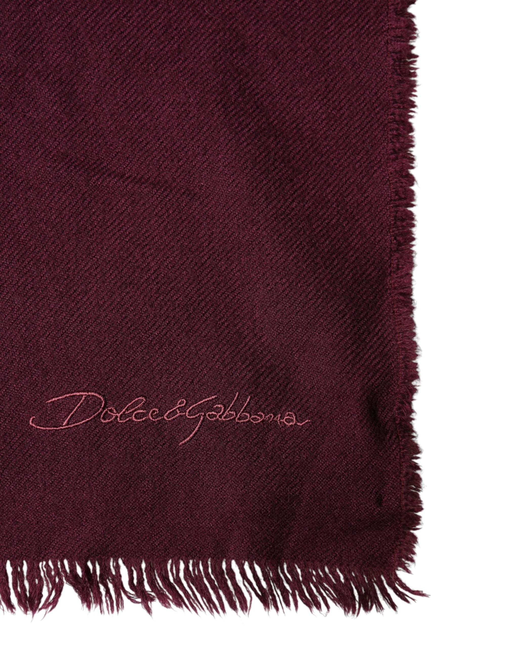 Dolce & Gabbana Maroon Cashmere Fringes Neck Wrap Shawl Scarf - Luxe Marca