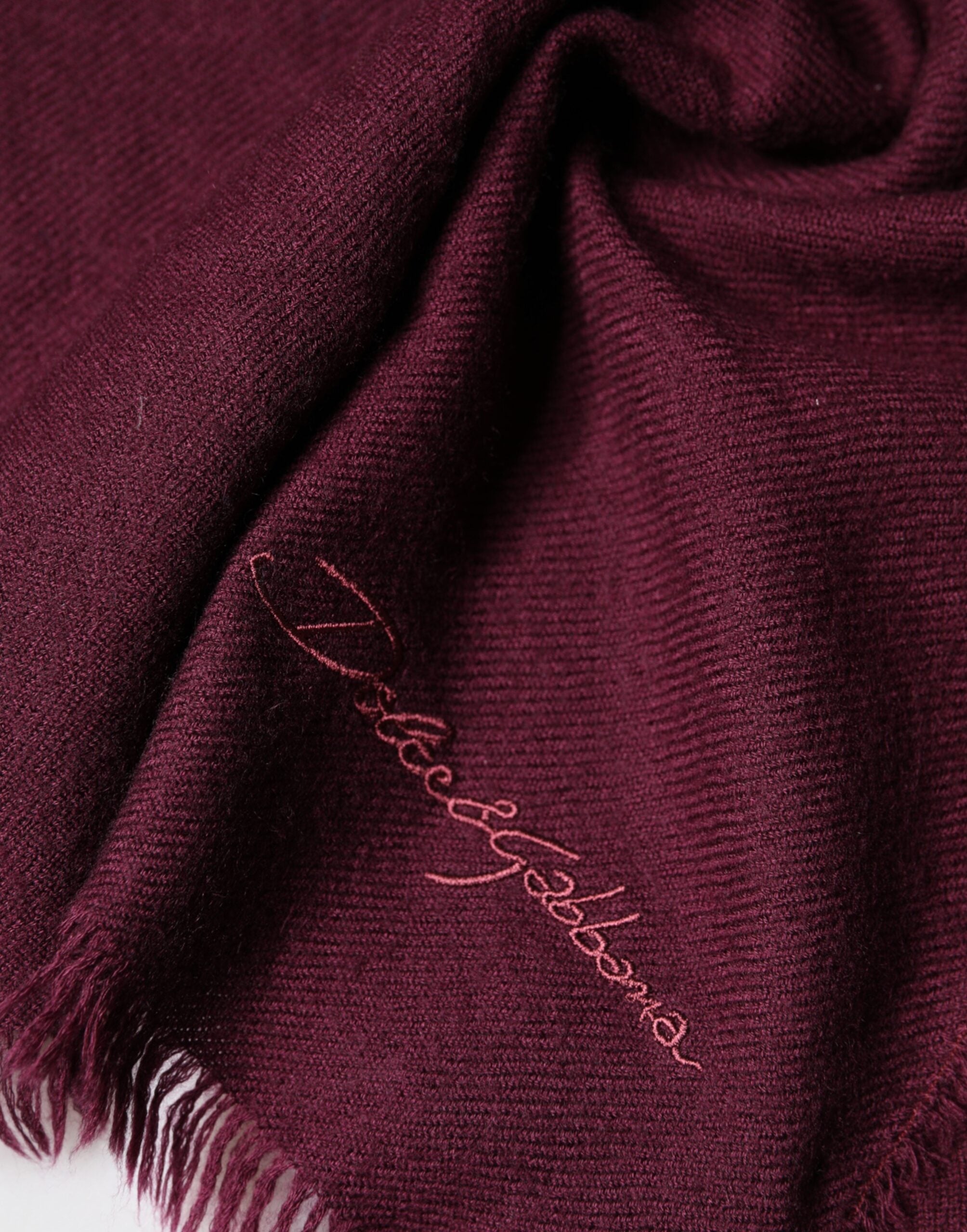 Dolce & Gabbana Maroon Cashmere Fringes Neck Wrap Shawl Scarf - Luxe Marca