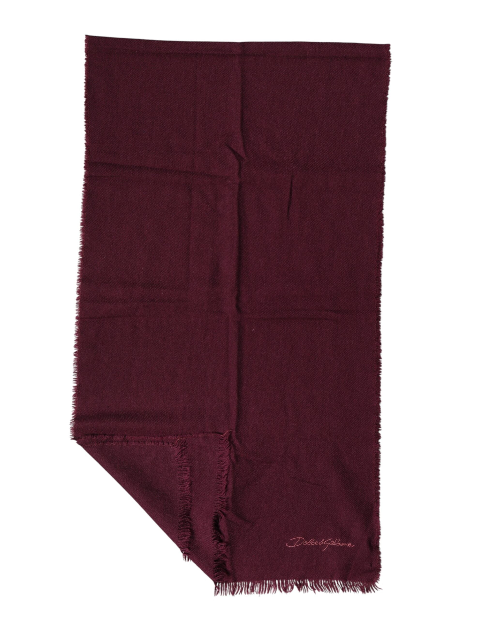 Dolce & Gabbana Maroon Cashmere Fringes Neck Wrap Shawl Scarf - Luxe Marca