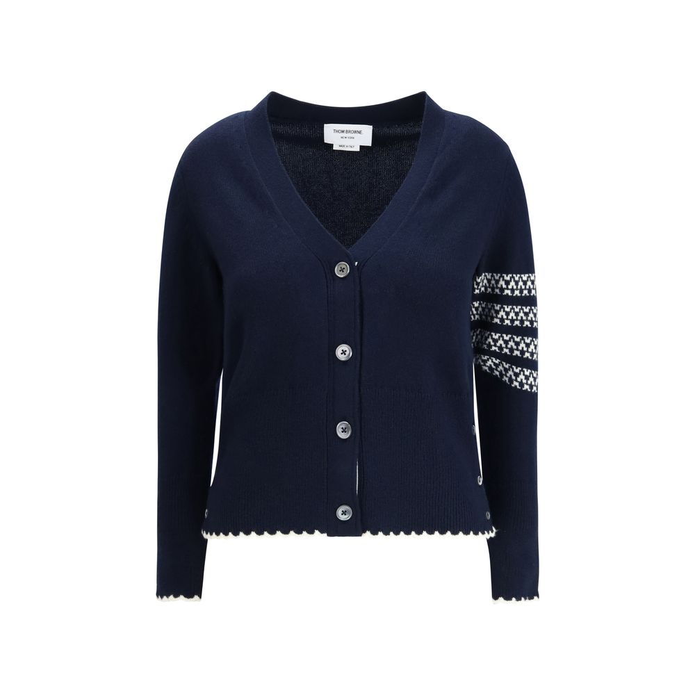 Thom Browne Blue Fleece Wool Cardigan