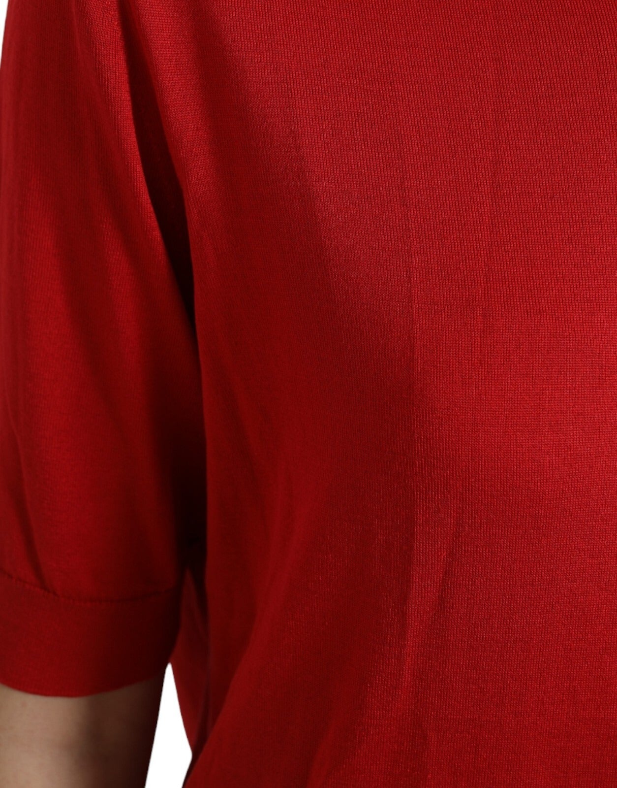 Dolce & Gabbana Red Silk Crew Neck Short Sleeves Top T-shirt - Luxe Marca