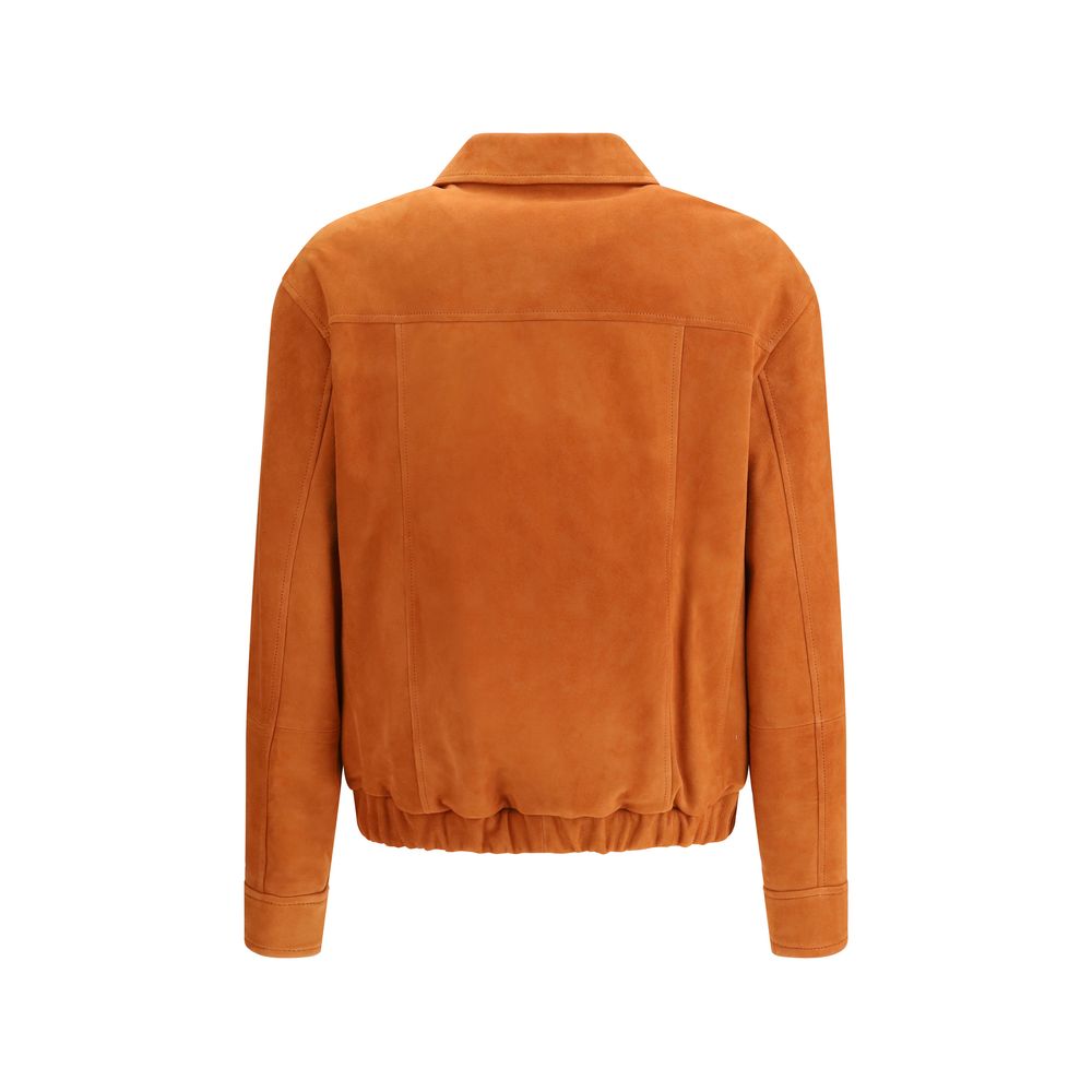 Brunello Cucinelli Red Calf Leather Bos Taurus Leather Jacket