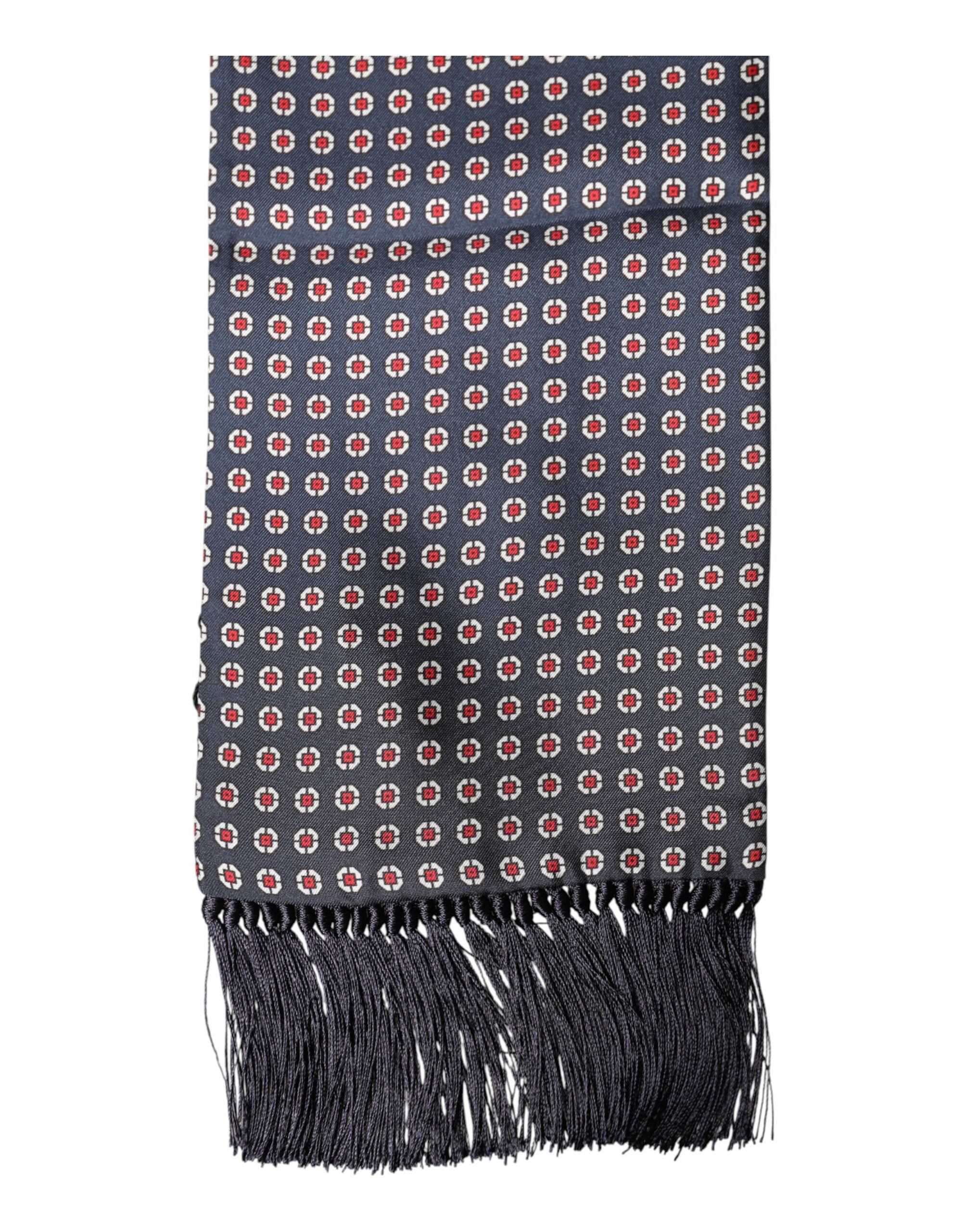 Dolce & Gabbana Black Patterned Fringes Neck Foulard Scarf - Luxe Marca