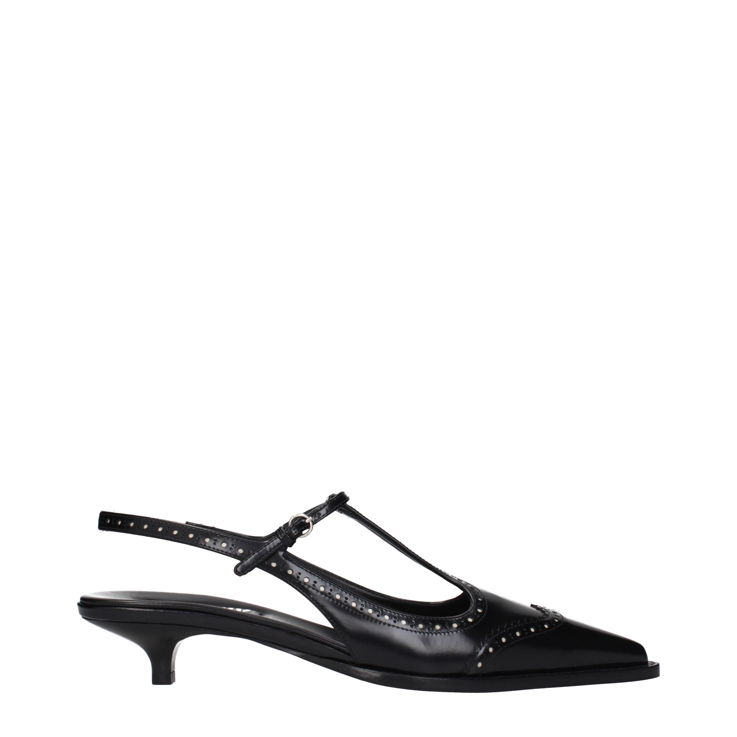 Miu Miu Black Leather Mid Heel Pumps - Luxe Marca