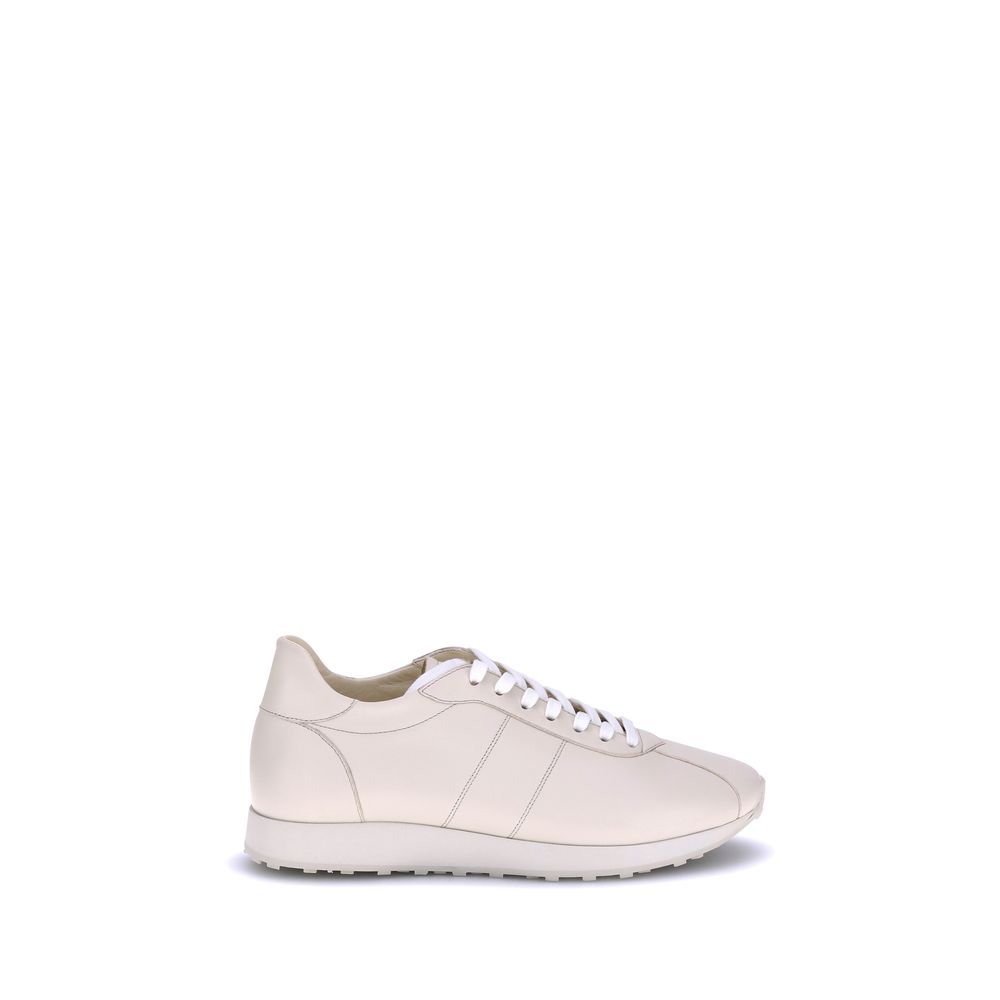 The Row Beige Calf Leather Bos Taurus Low Top Sneakers - Luxe Marca