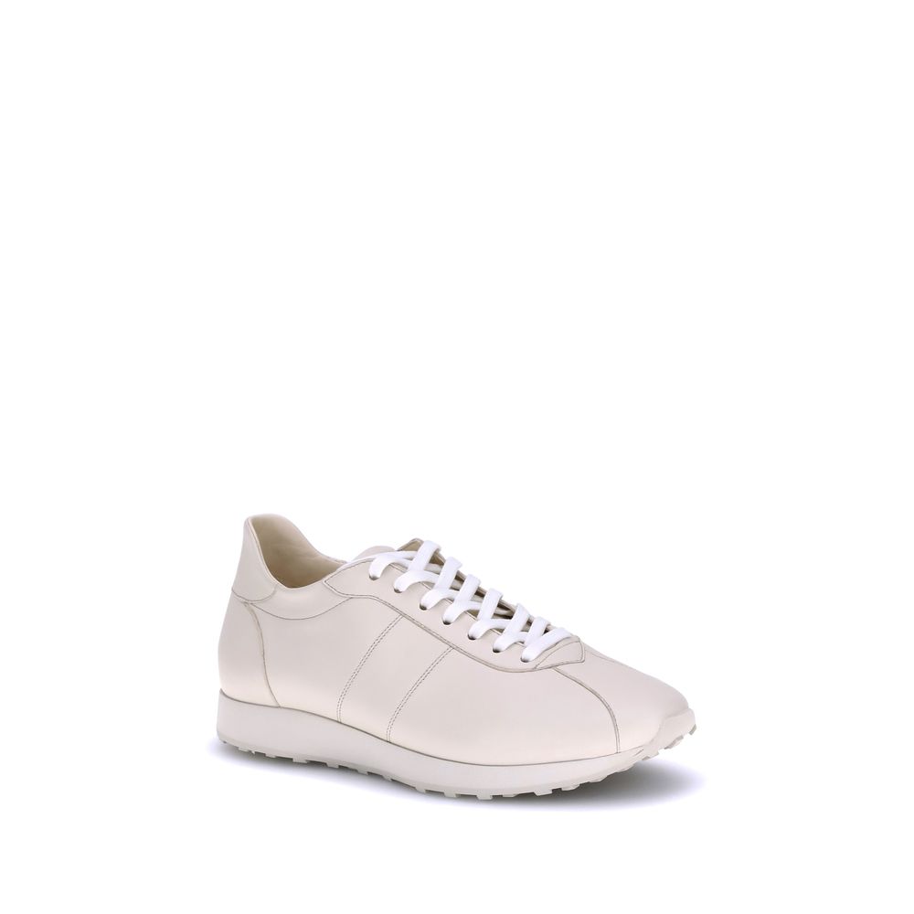 The Row Beige Calf Leather Bos Taurus Low Top Sneakers - Luxe Marca