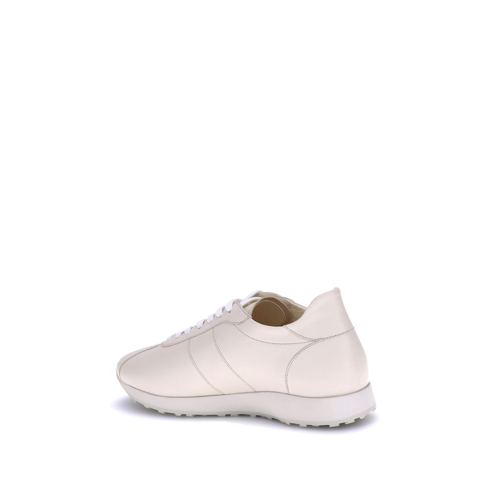 The Row Beige Calf Leather Bos Taurus Low Top Sneakers - Luxe Marca