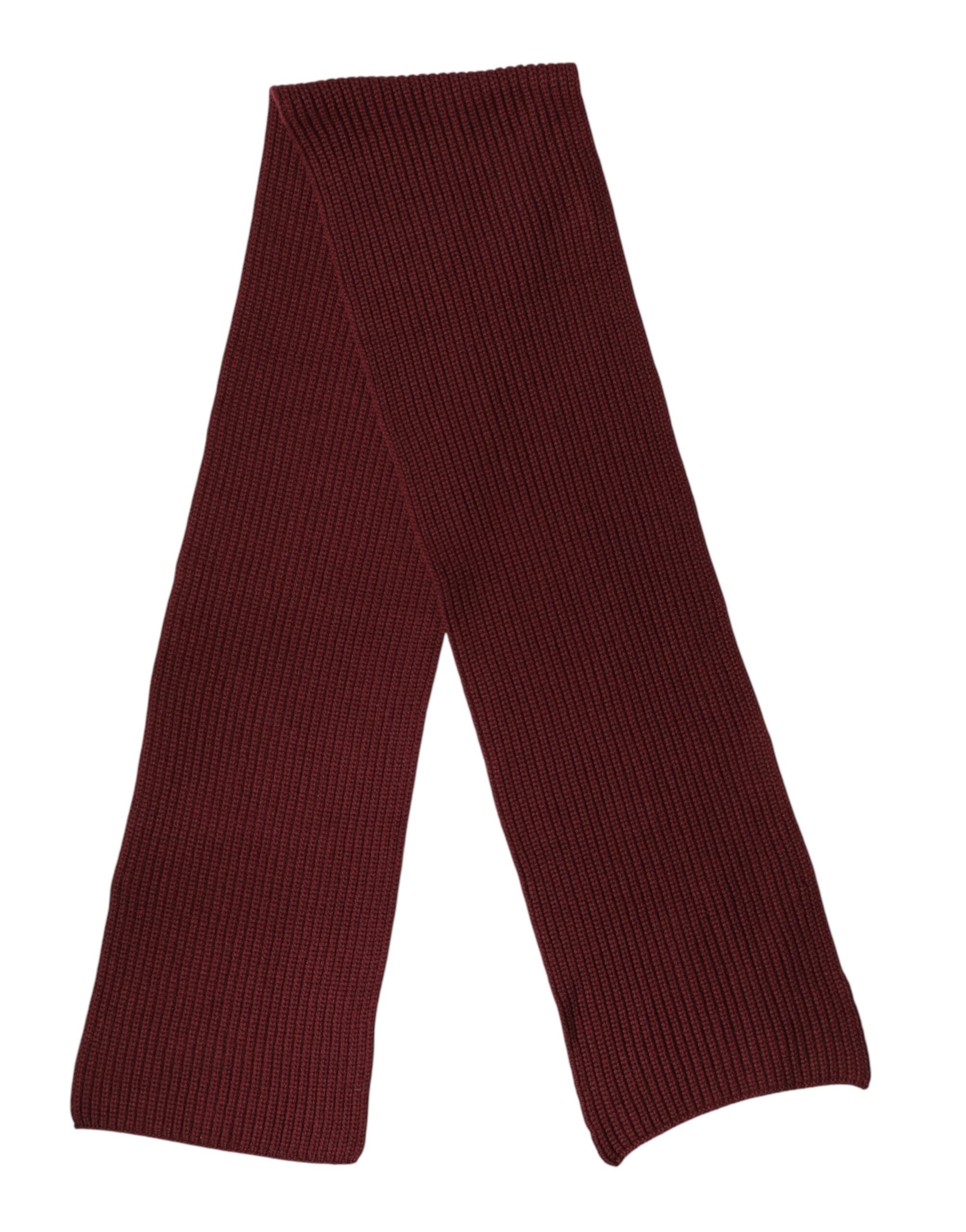 Dolce & Gabbana Maroon Cashmere Knitted NeckWrap Shawl Scarf - Luxe Marca