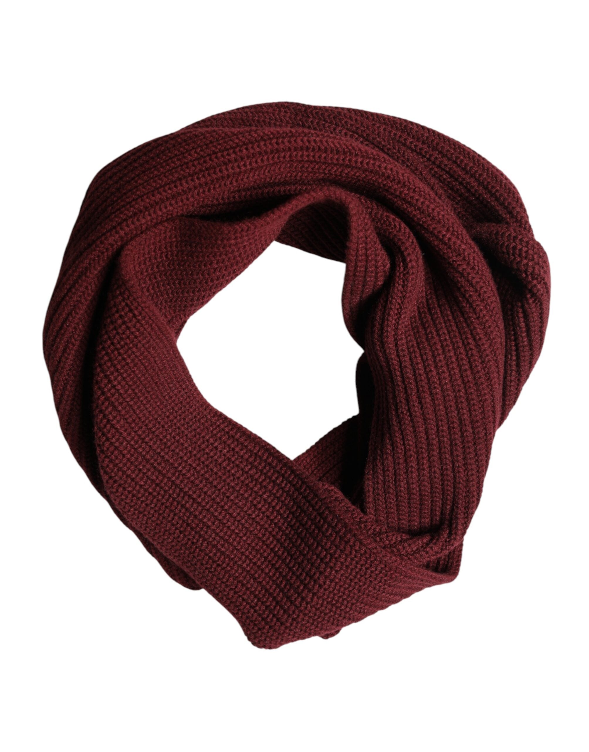 Dolce & Gabbana Maroon Cashmere Knitted NeckWrap Shawl Scarf - Luxe Marca