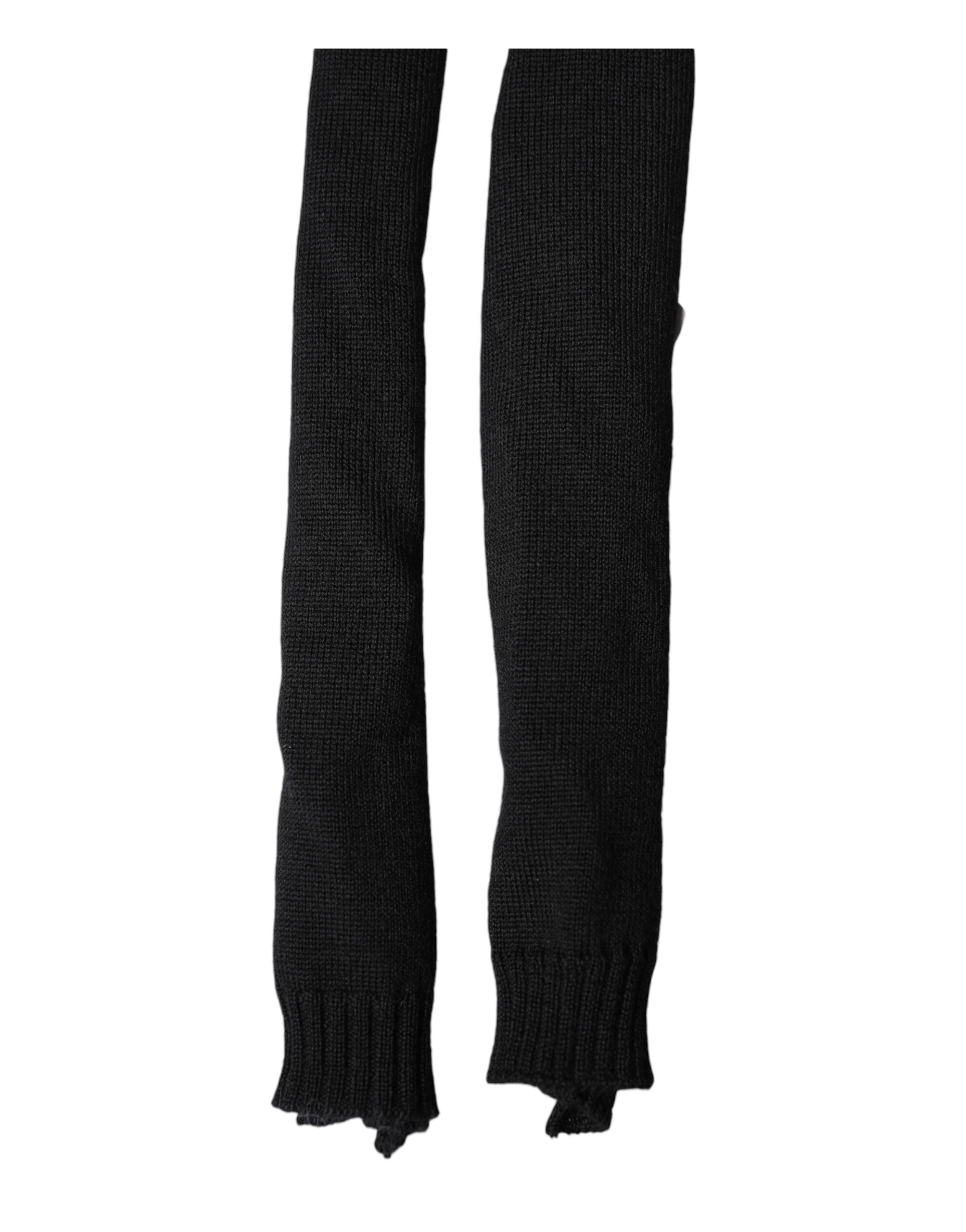 Dolce & Gabbana Black Wool Knitted Neck Wrap Shawl Men Scarf - Luxe Marca
