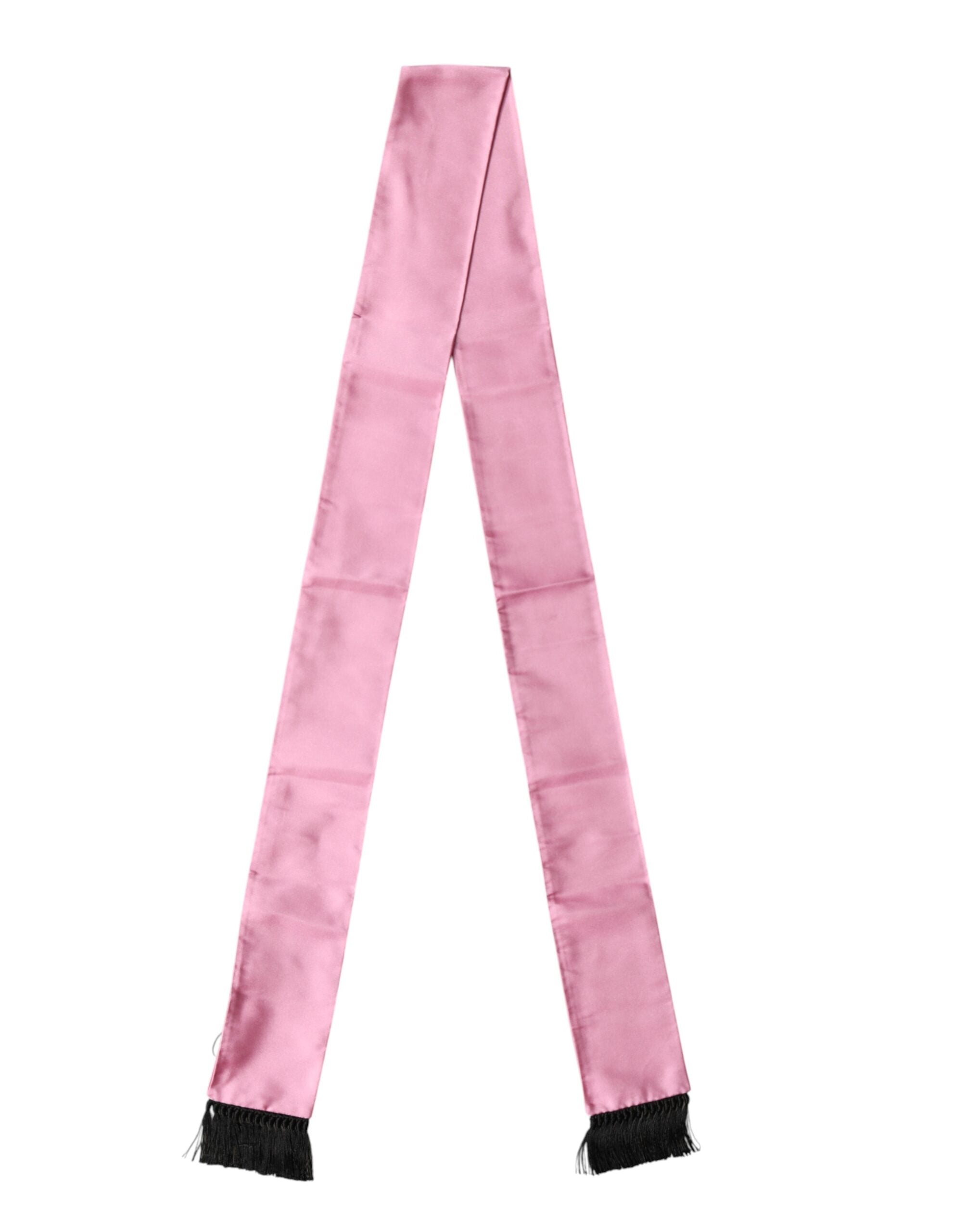 Dolce & Gabbana Pink Silk Fringes Neck Wrap Foulard Scarf - Luxe Marca