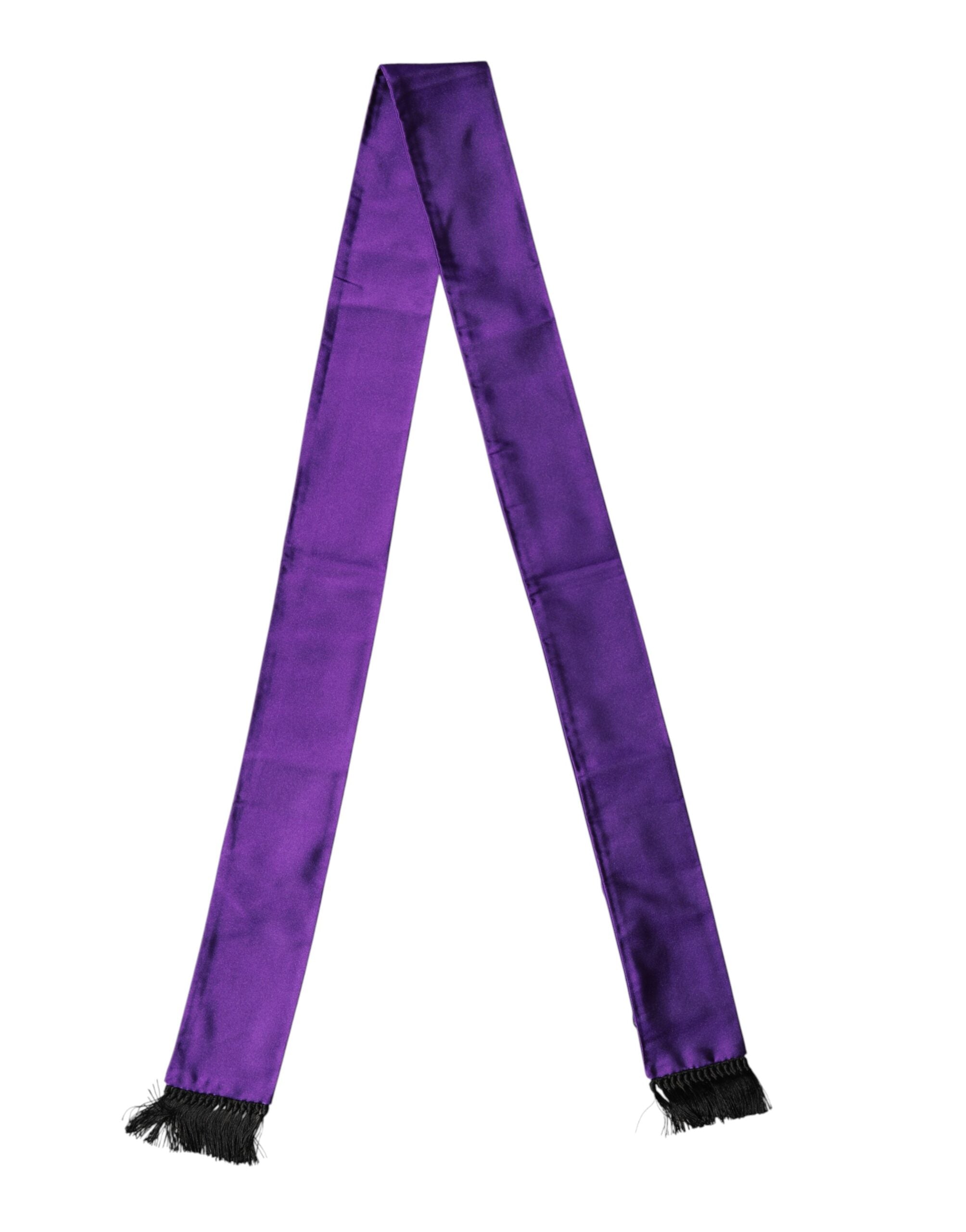 Dolce & Gabbana Violet Silk Fringes Neck Wrap Foulard Scarf - Luxe Marca