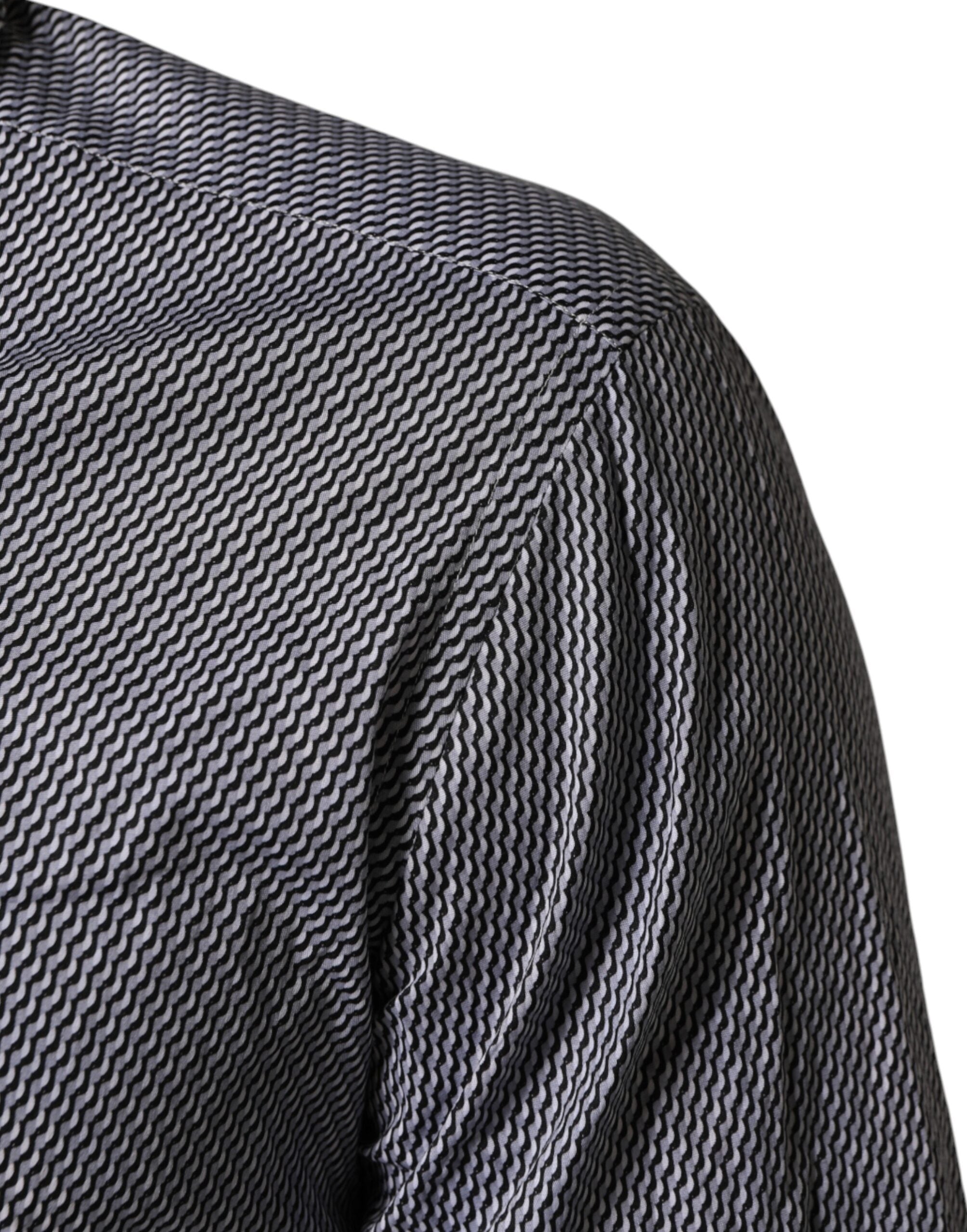 Domenico Tagliente Gray Patterned Long Sleeves Dress Shirt - Luxe Marca