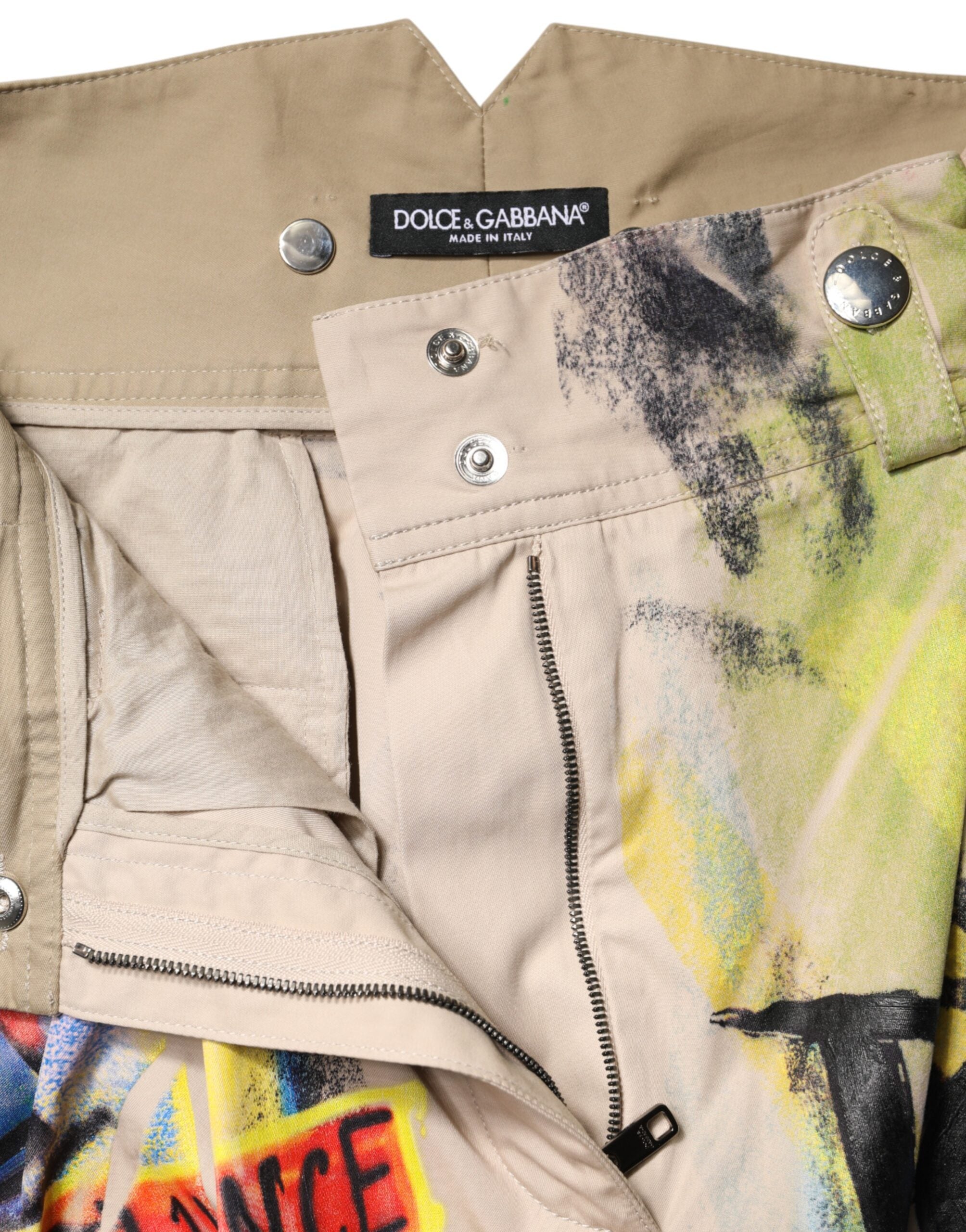 Dolce & Gabbana Multicolor Graffiti HighWaist Bermuda Shorts - Luxe Marca