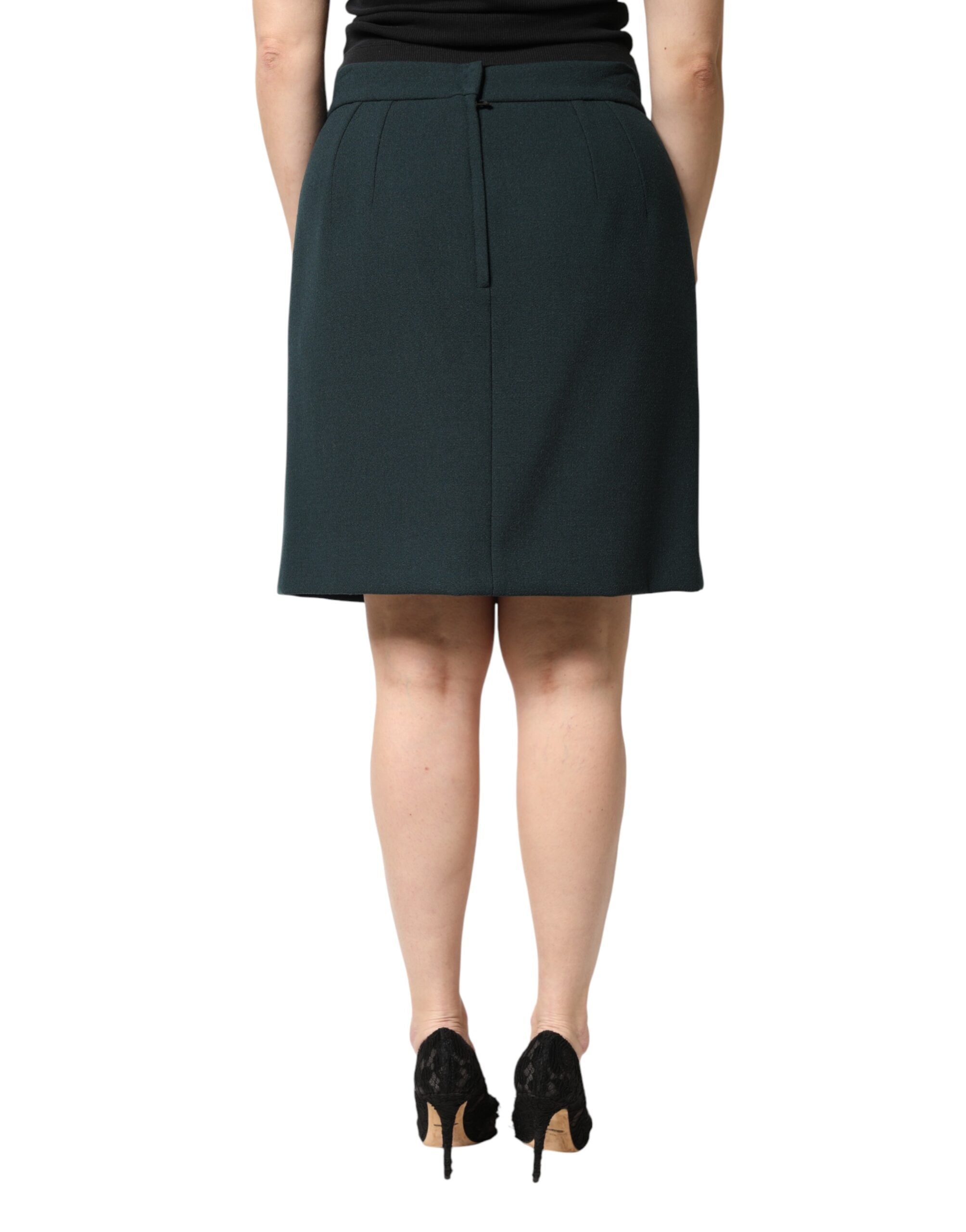 Dolce & Gabbana Dark Green Mid Waist Pencil Cut Mini Skirt - Luxe Marca