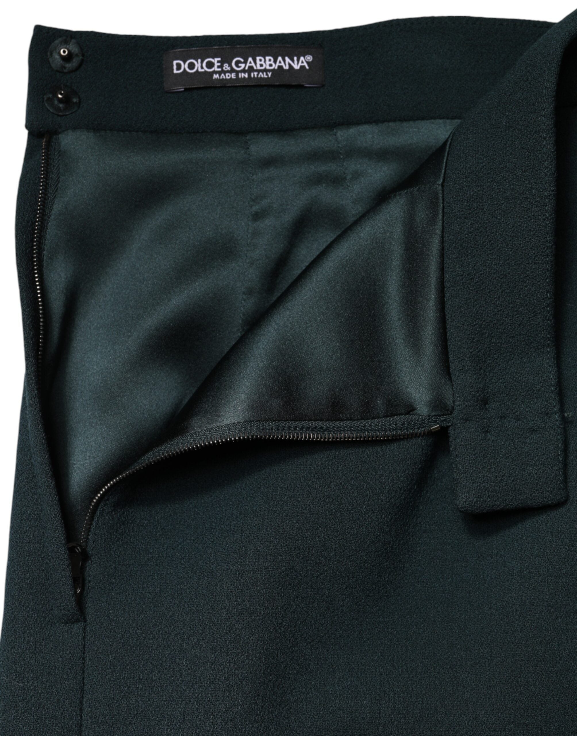 Dolce & Gabbana Dark Green Mid Waist Pencil Cut Mini Skirt - Luxe Marca