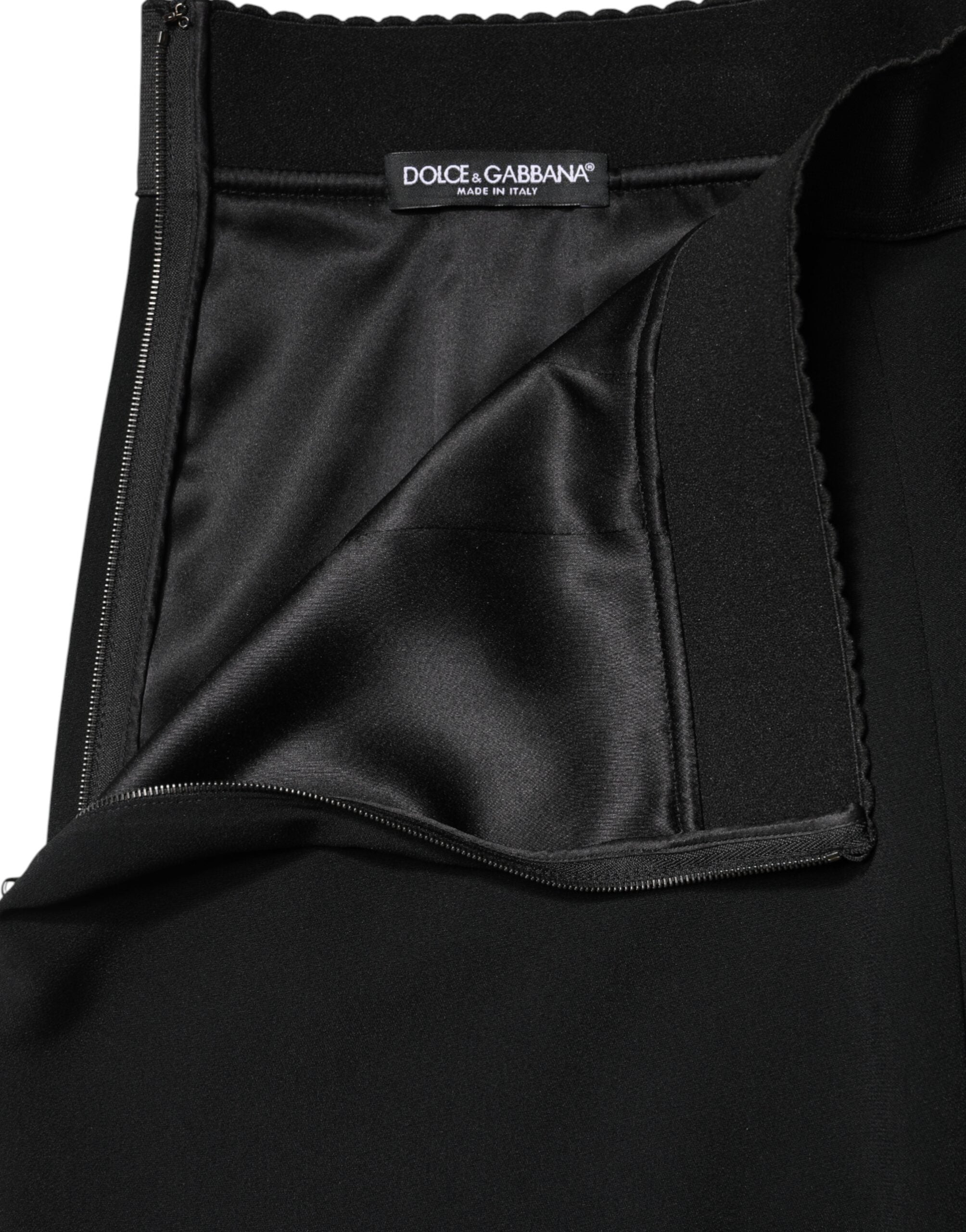 Dolce & Gabbana Black Mid Waist A-line Knee Length Skirt - Luxe Marca