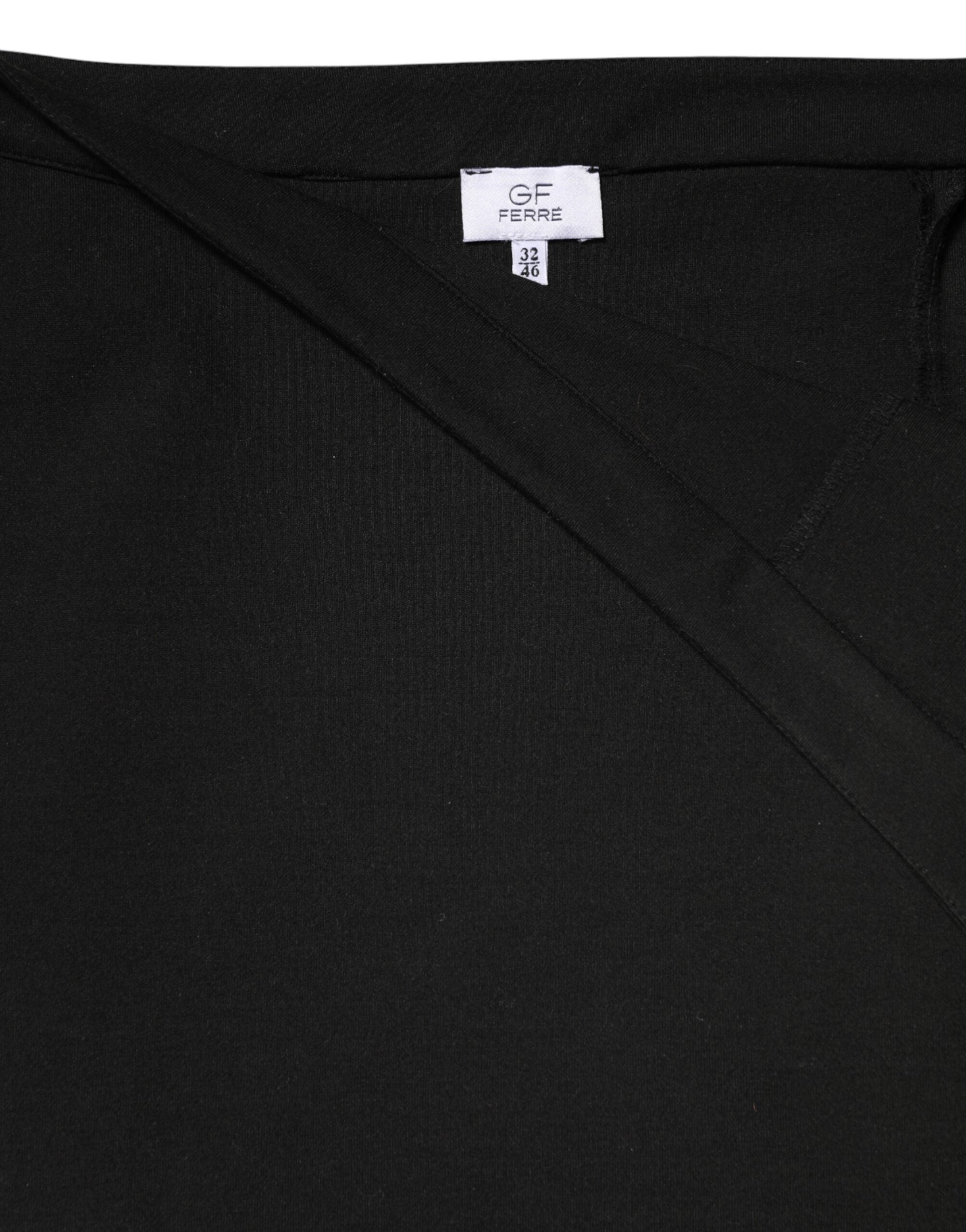 GF Ferre Black Polyester Pencil Cut Knee Length Women Skirt