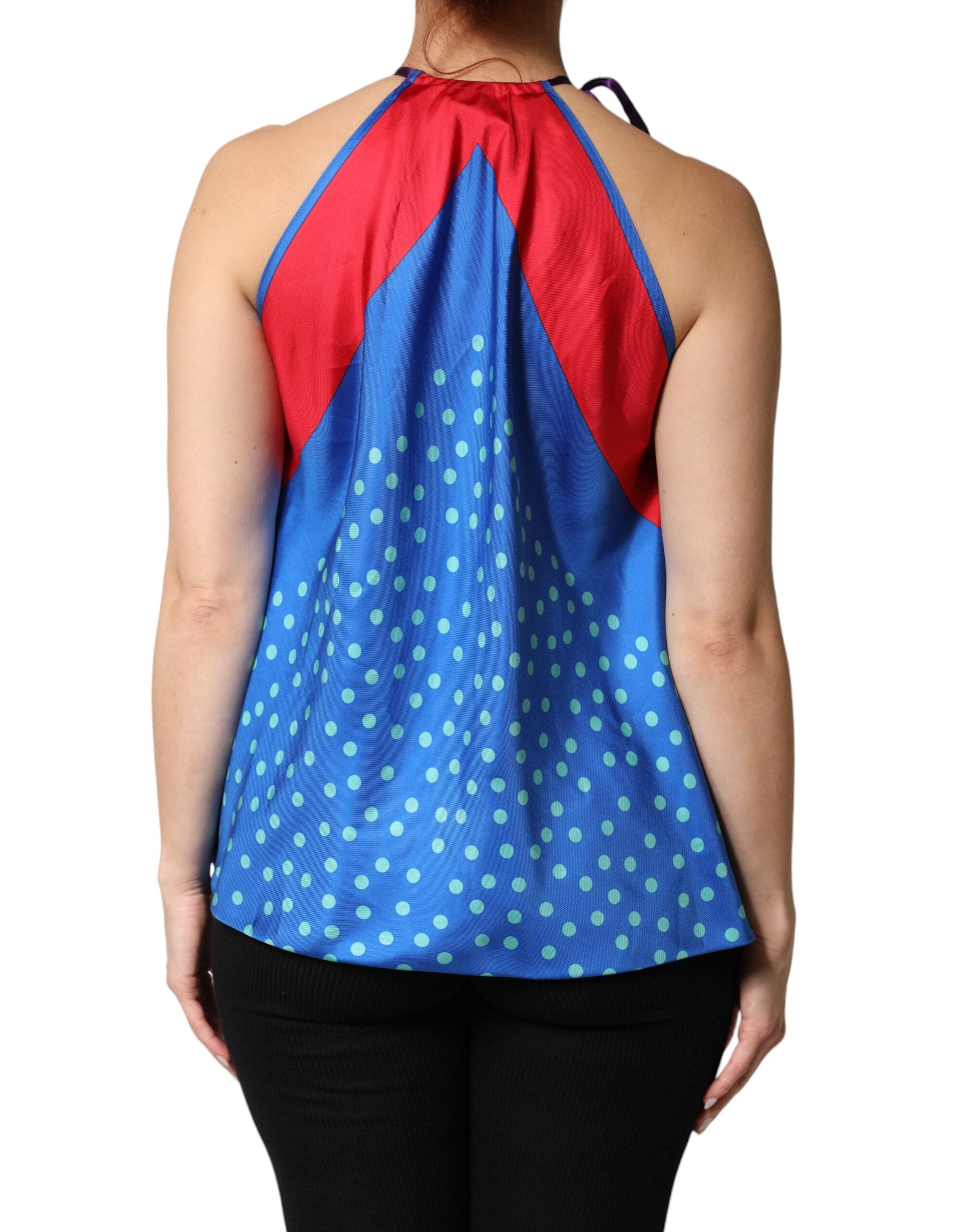 Dolce & Gabbana Multicolor Polka Dot Tie Halter Blouse Top