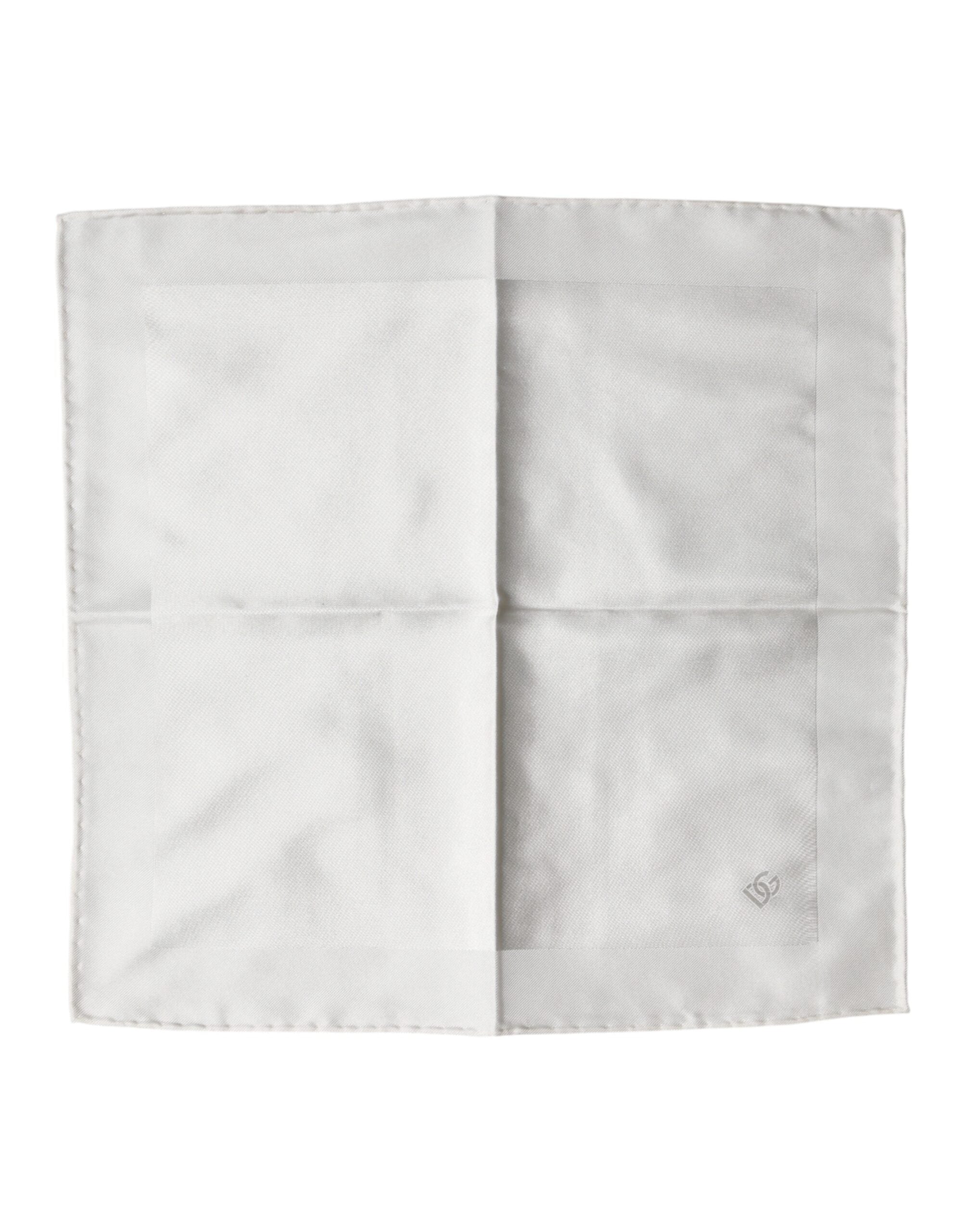 Dolce & Gabbana White Logo Silk Square Handkerchief Scarf