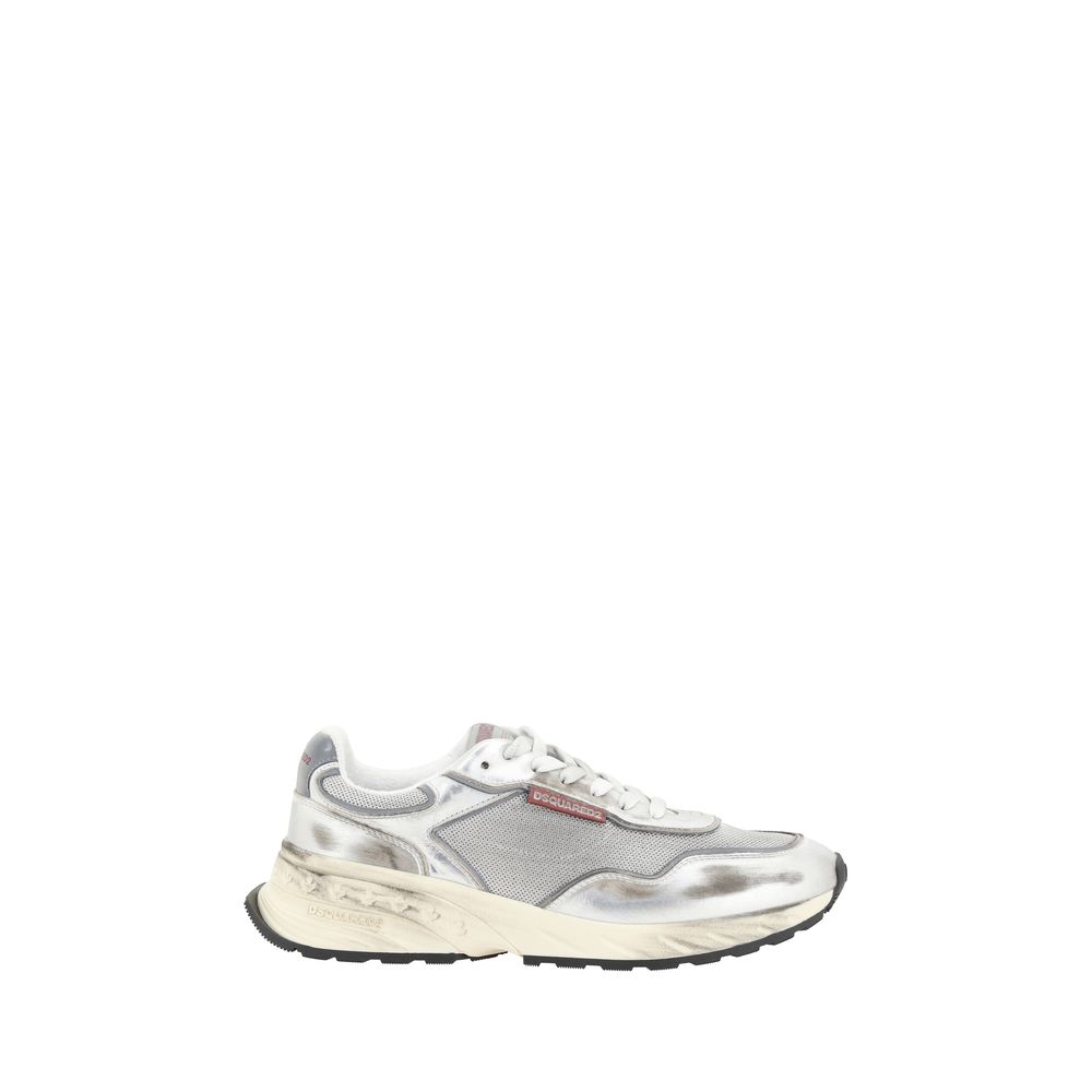 Dsquared² White Calf Leather Bos Taurus Sneakers - Luxe Marca