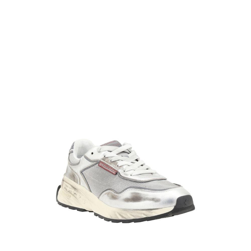 Dsquared² White Calf Leather Bos Taurus Sneakers - Luxe Marca