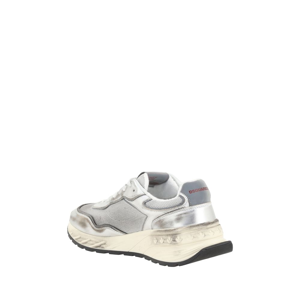Dsquared² White Calf Leather Bos Taurus Sneakers - Luxe Marca