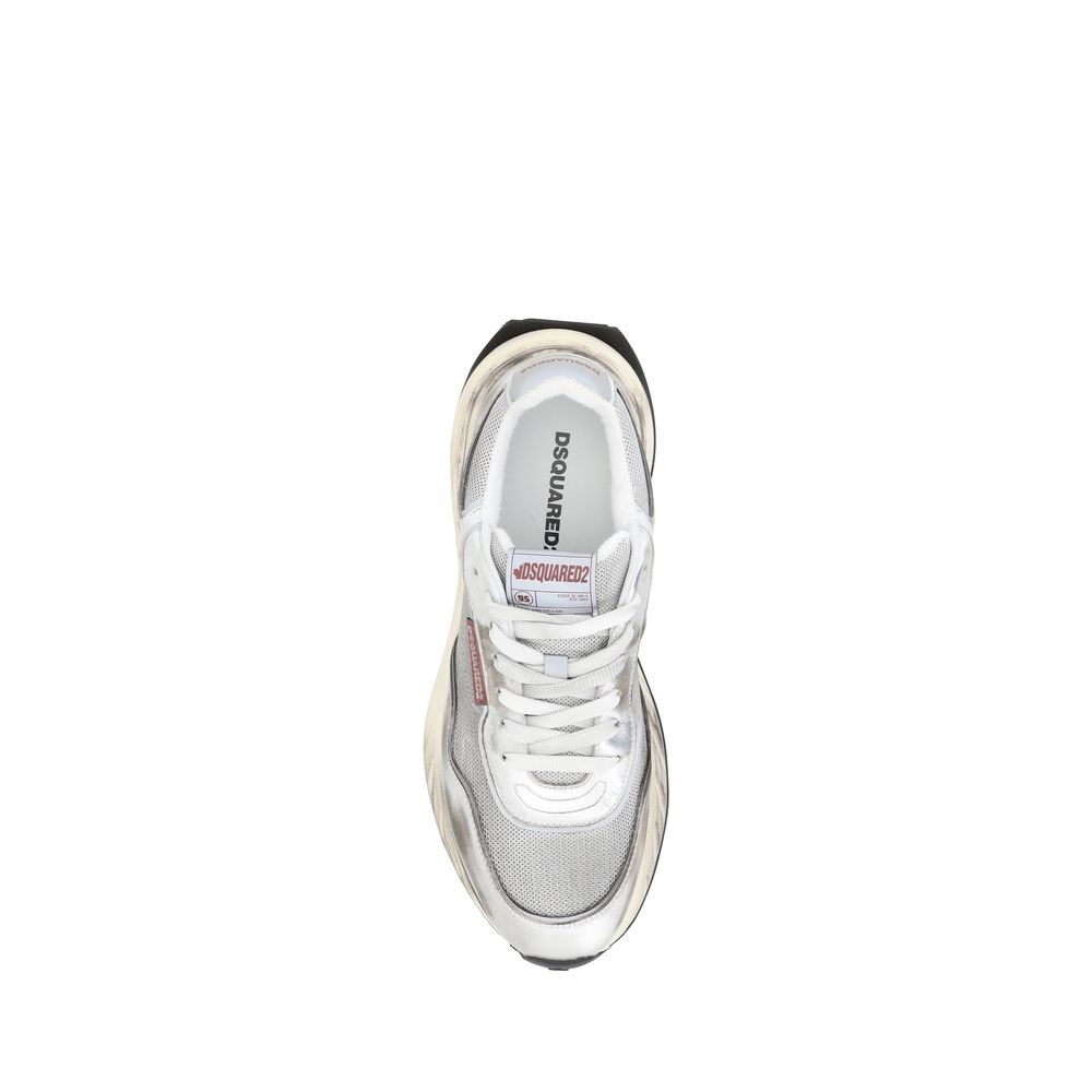 Dsquared² White Calf Leather Bos Taurus Sneakers - Luxe Marca