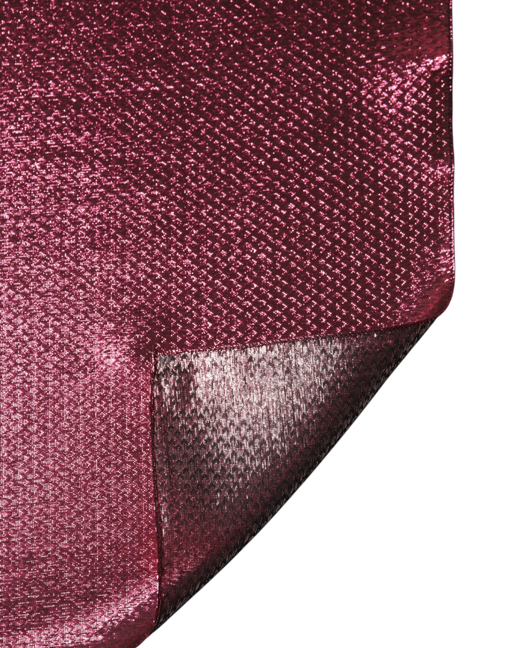 Dolce & Gabbana Metallic Pink Silk Square Foulard Scarf