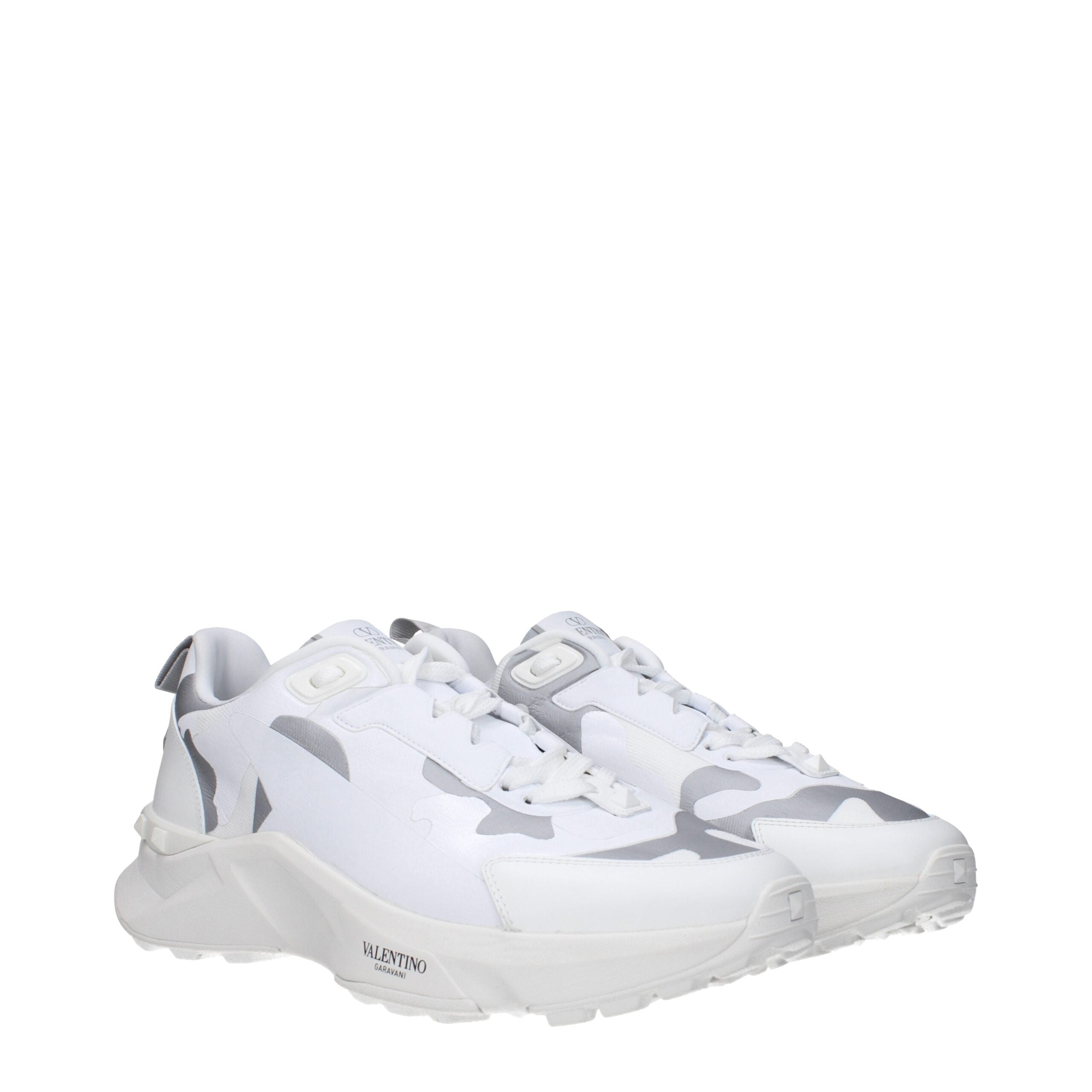 Valentino Garavani White Fabric Athletic Sneakers - Luxe Marca