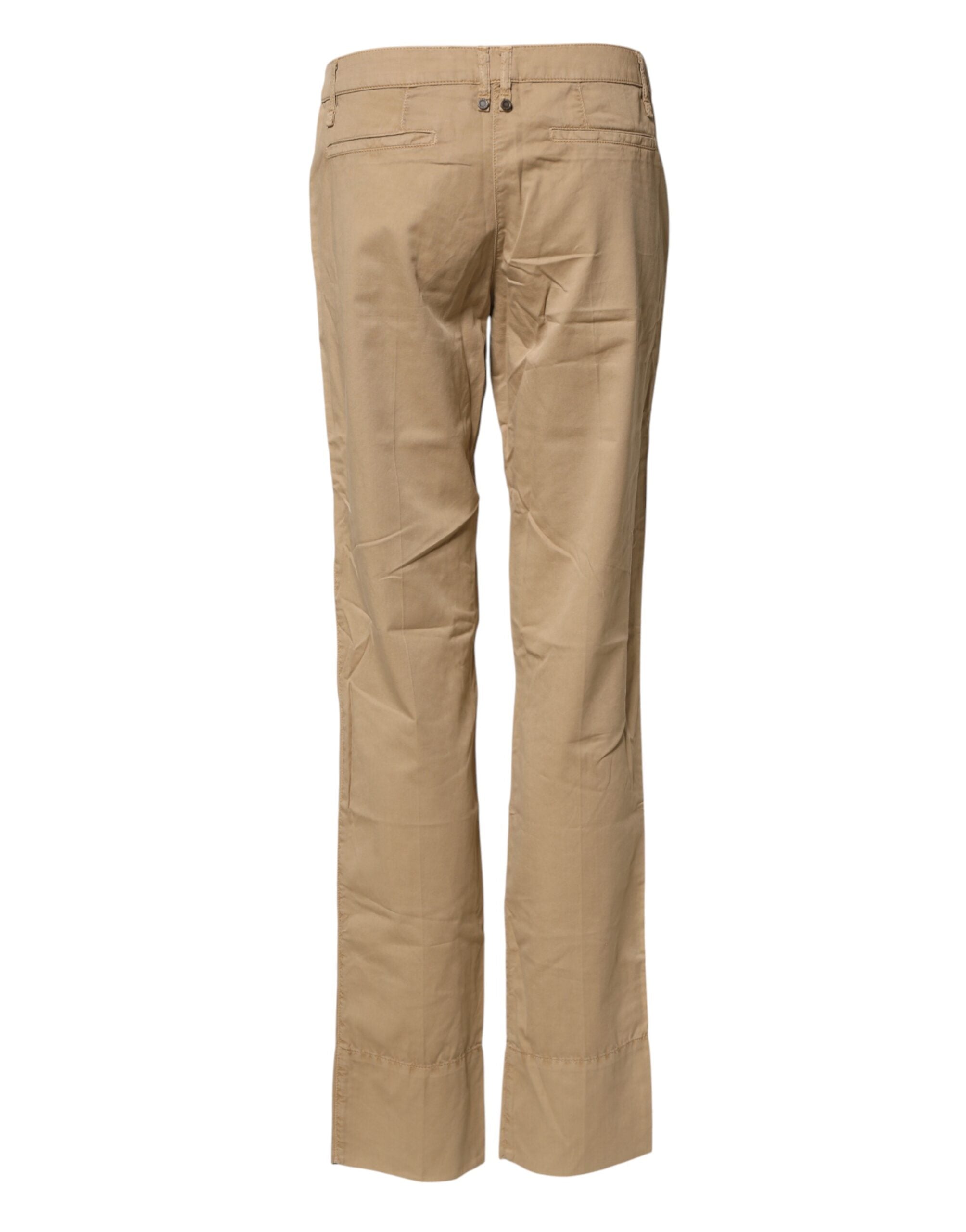 PLEIN SUD Beige Straight Cotton Stretch Chino Pants - Luxe Marca